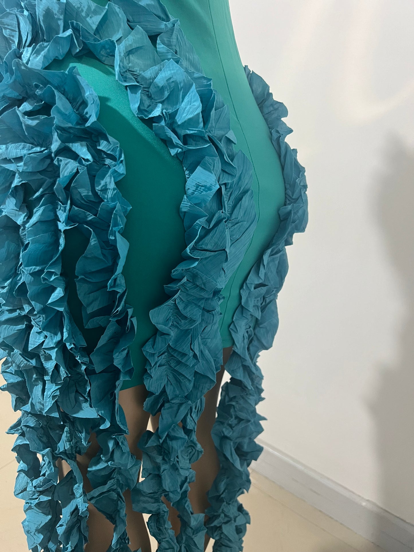 Kate Rouched Mini Dress (Teal Blue)