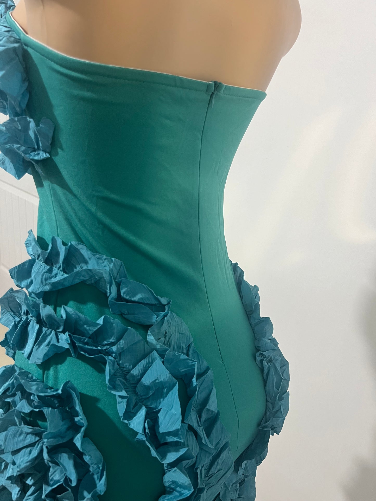 Kate Rouched Mini Dress (Teal Blue)