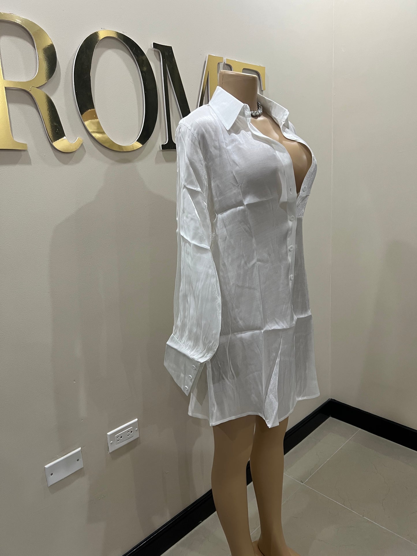Claire Shirt Dress (White)
