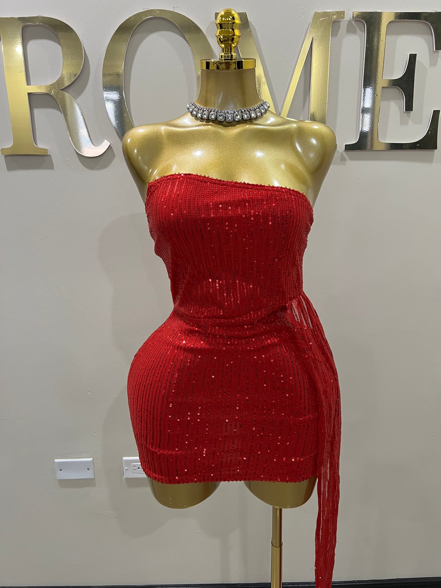 Tara Sequin Dress (Red)