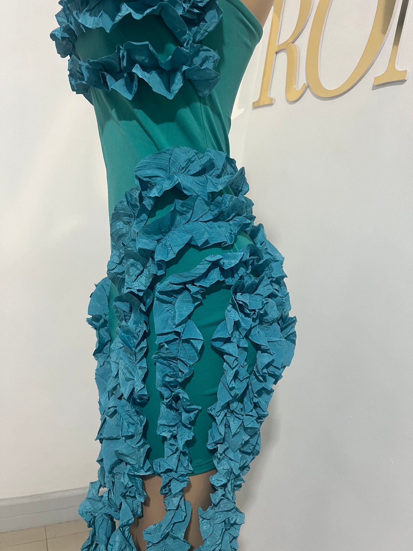 Kate Rouched Mini Dress (Teal Blue)