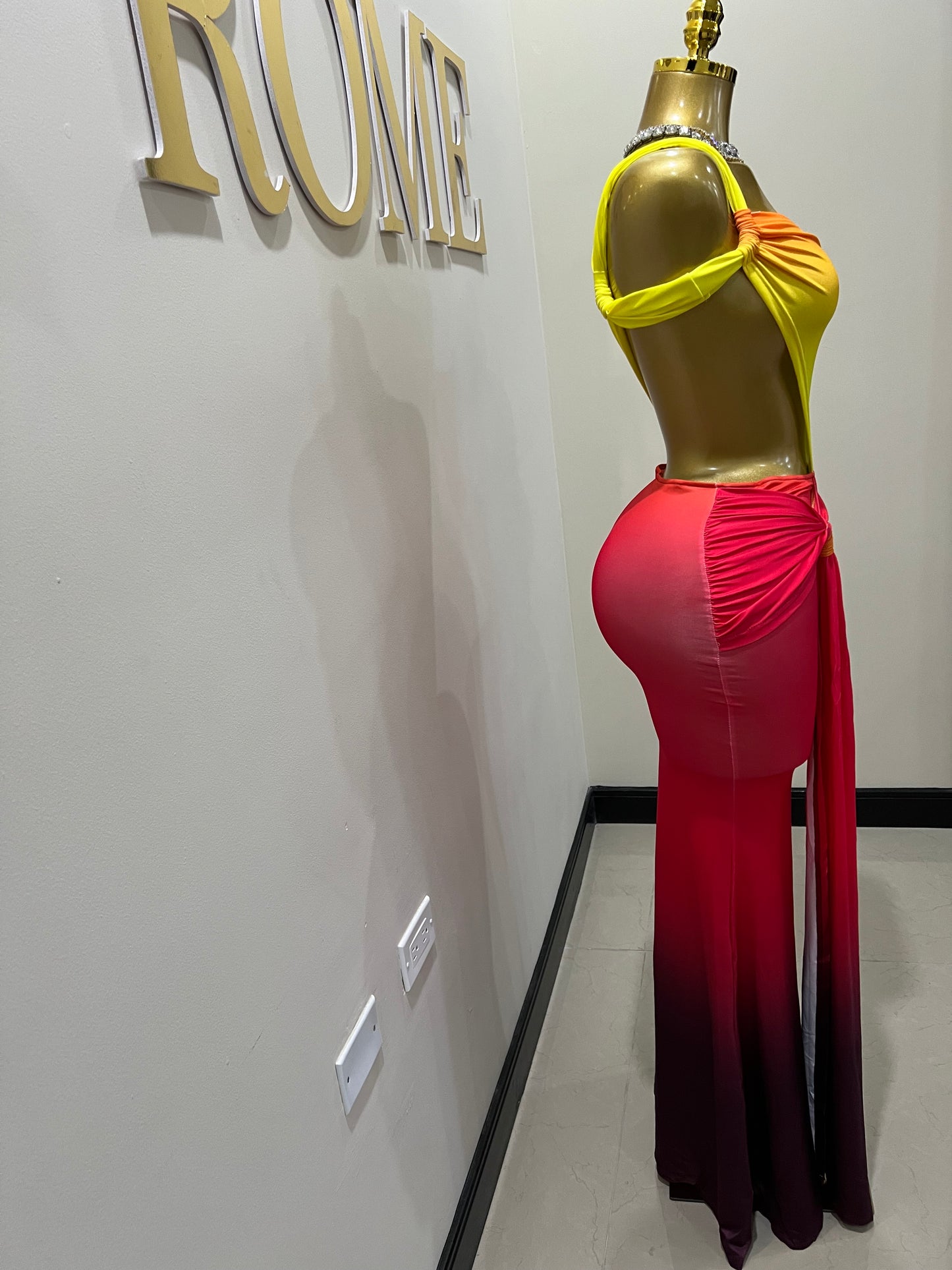 Emma Giselle Multi Dress (Red)