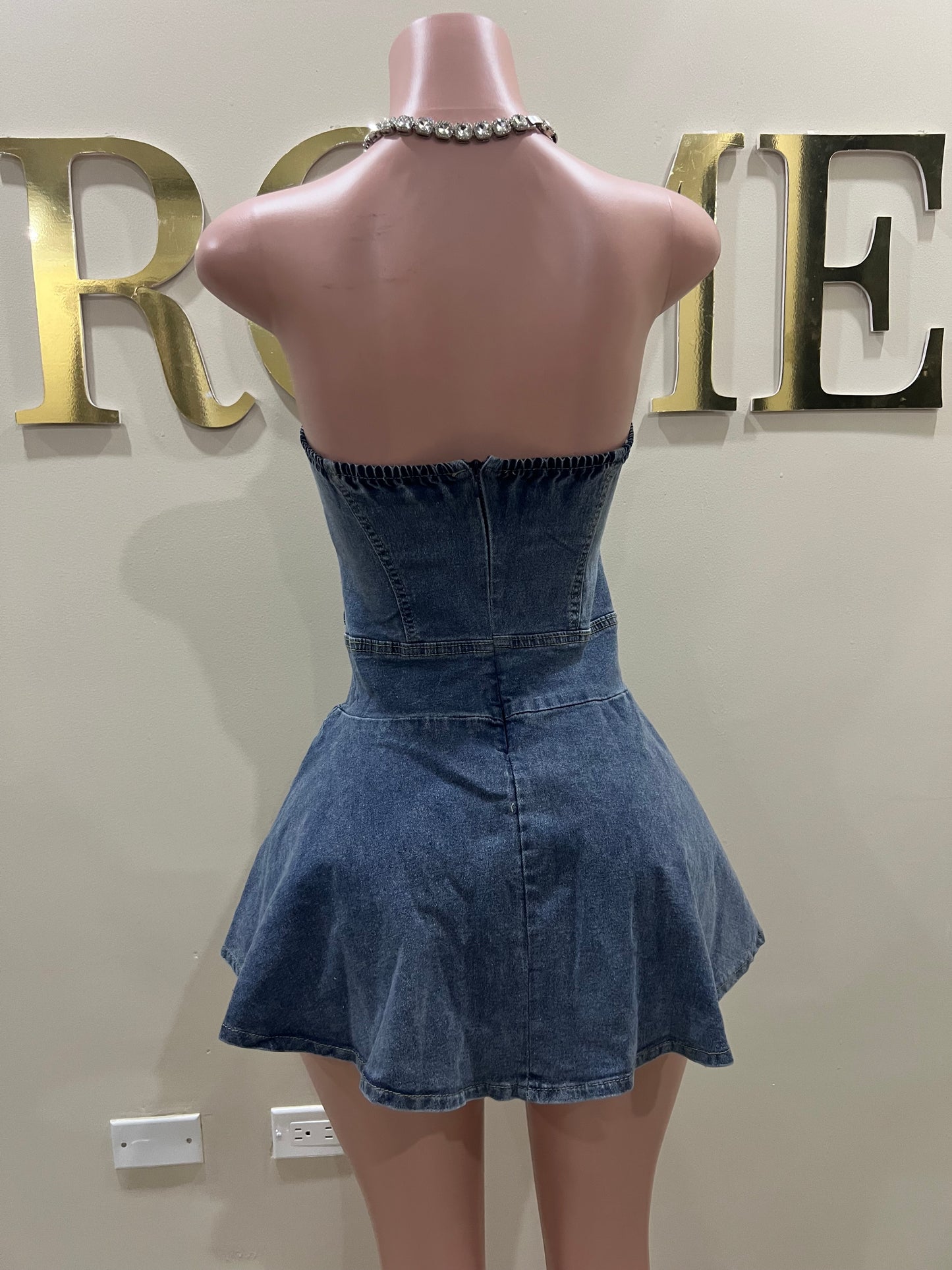Cinderella Denim Sweatheart Dress (Blue)