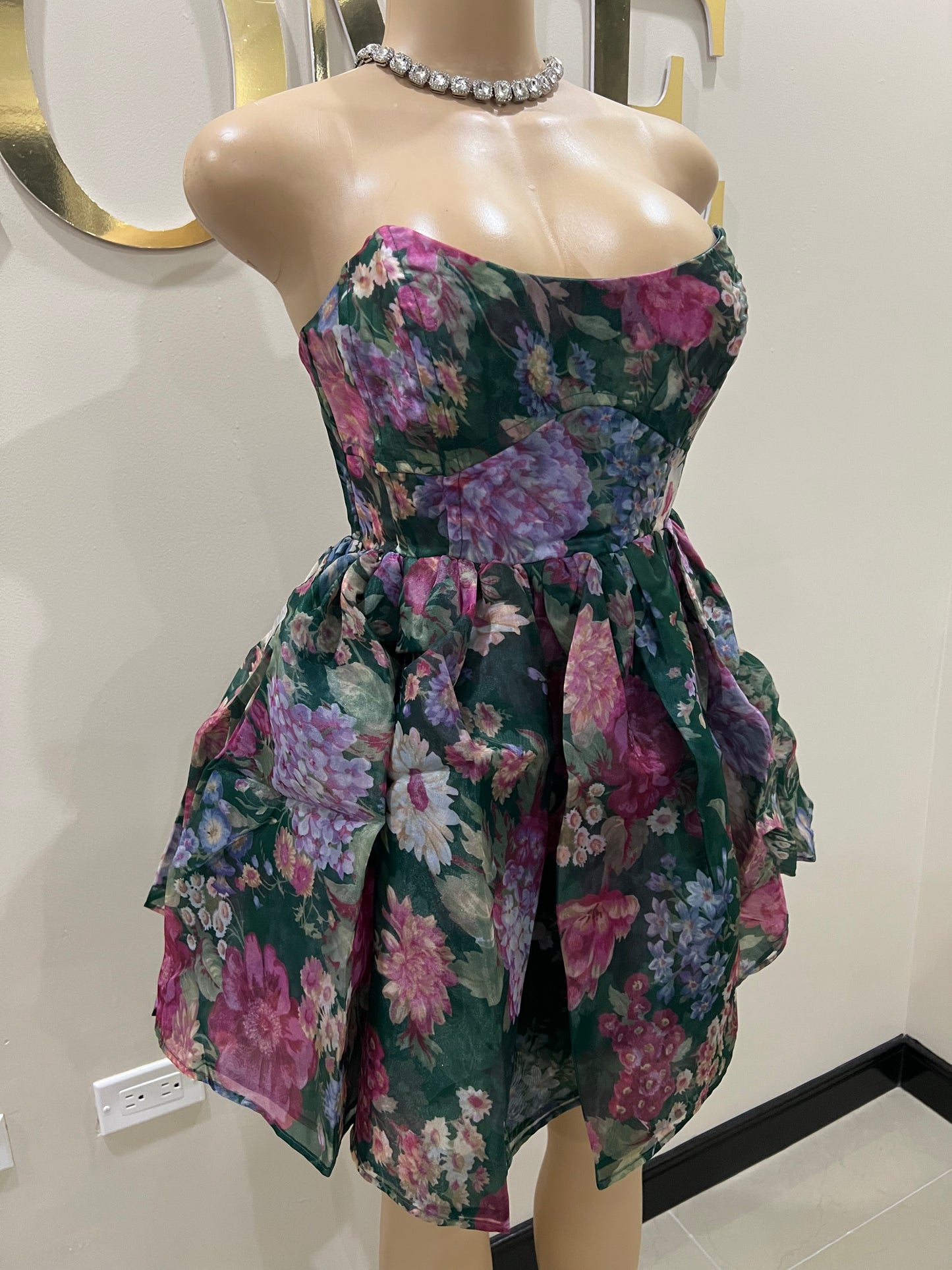 Princess Diana Floral Dress (Green)