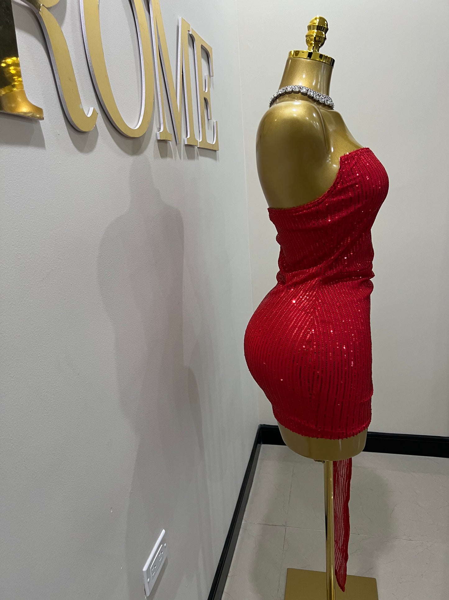 Tara Sequin Dress (Red)