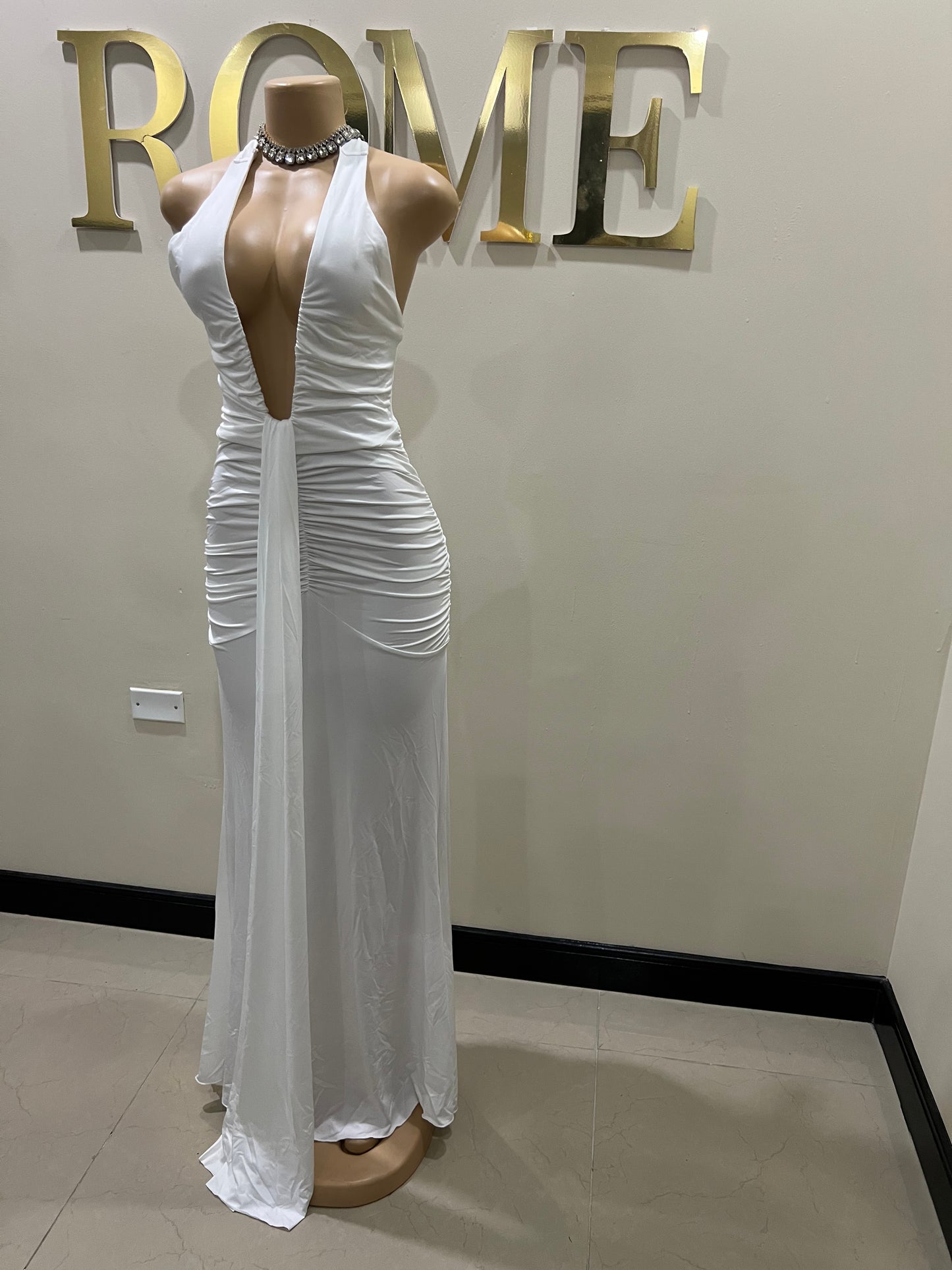 Chinelle Nara Halter Dress (White)