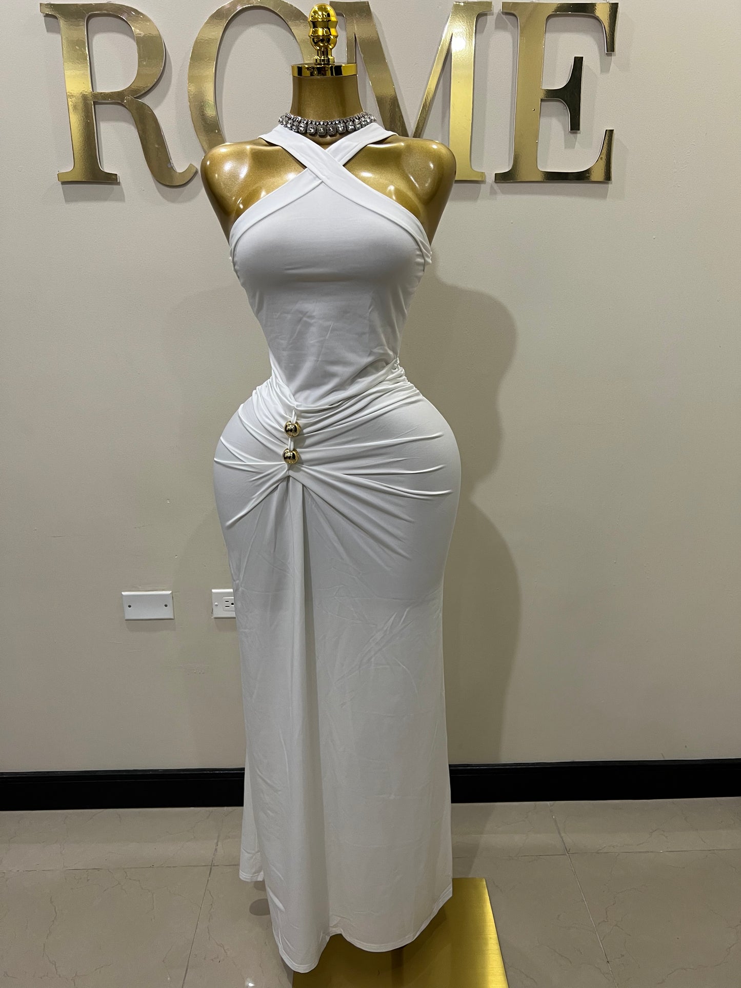 Olive Dress (White)