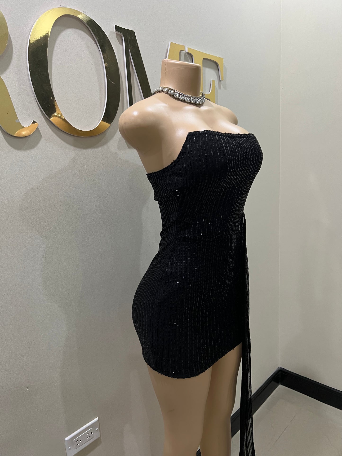 Tara Sequin Dress (Black)