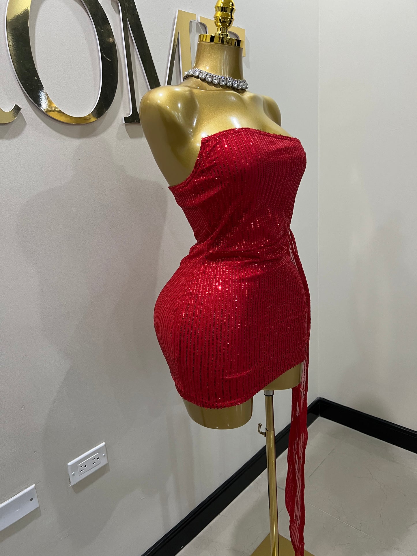 Tara Sequin Dress (Red)