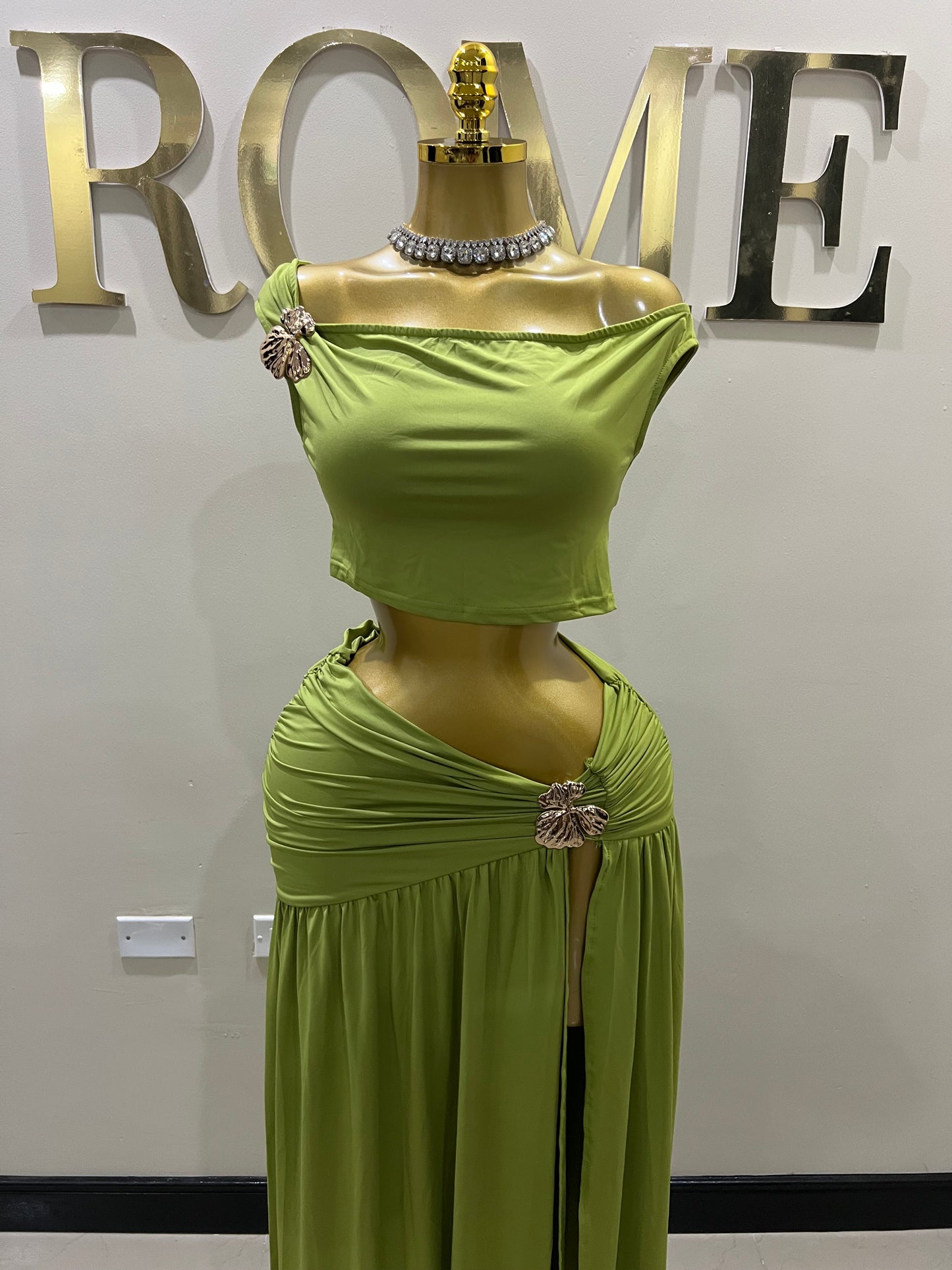 Nara Petal 2 Pcs Skirt Set (Green)