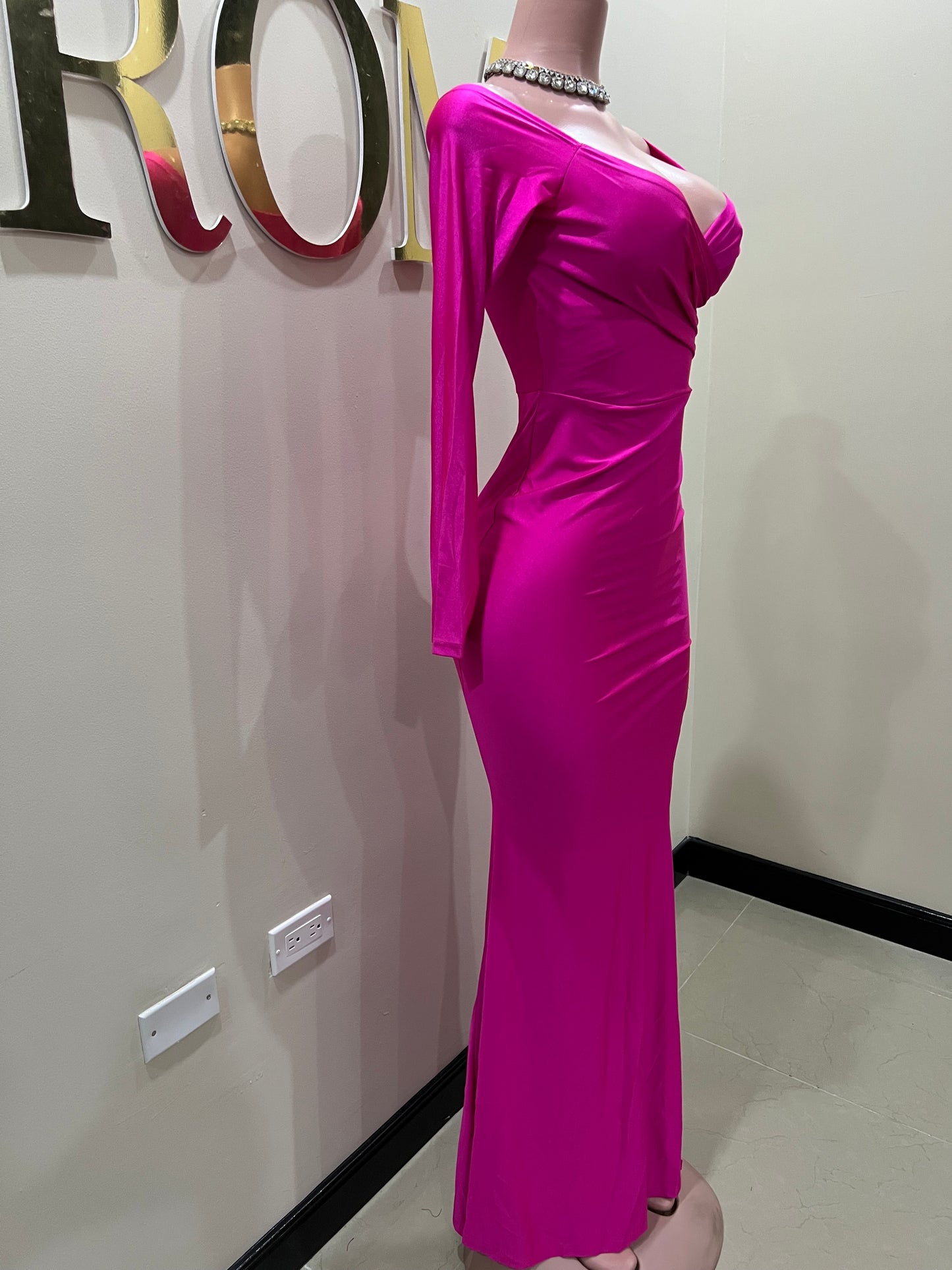 Kerry Long Sleeve Dress (Bright Pink)