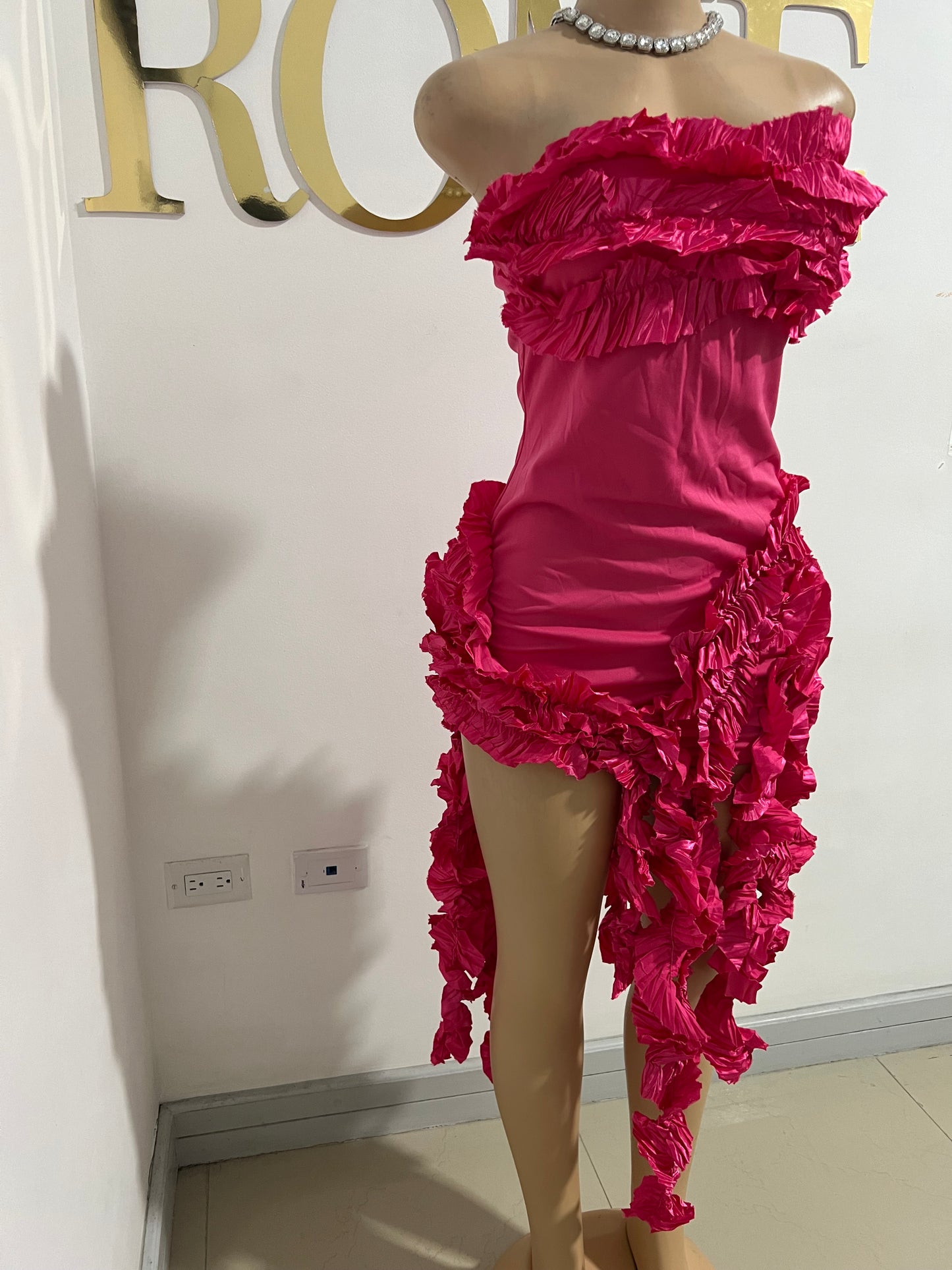 Kate Rouched Mini Dress (Pink)