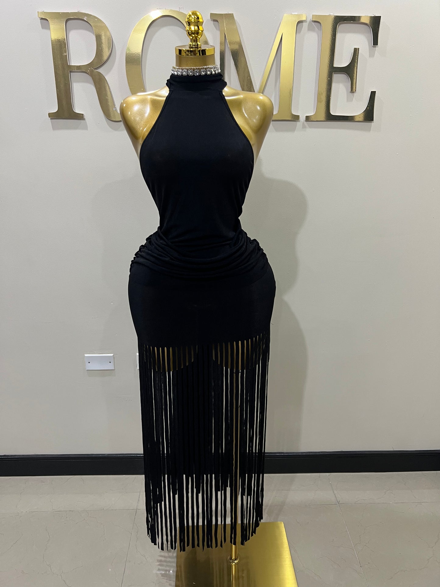 Alice Fringe Dress (Black)