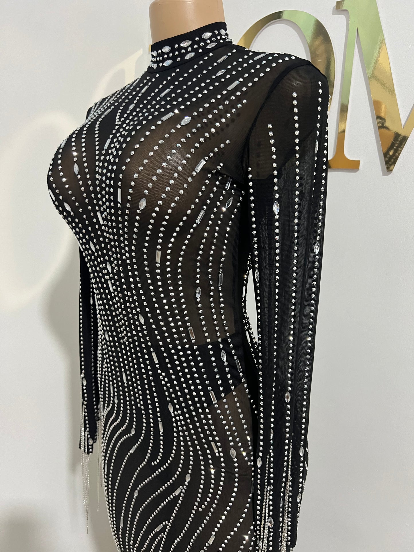 Ellie Swan Long Crystal Dress (Black)