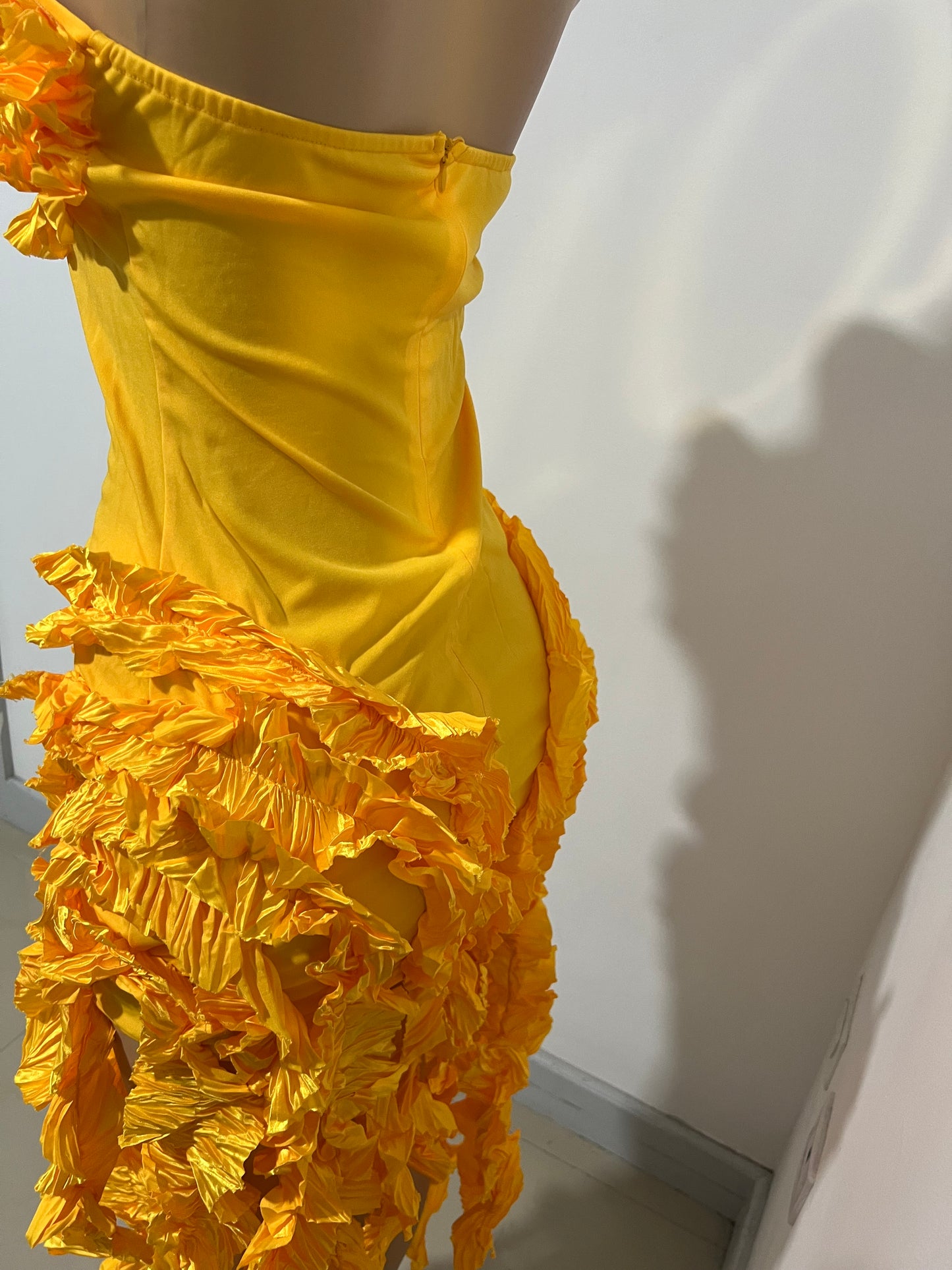 Kate Rouched Mini Dress (Yellow)