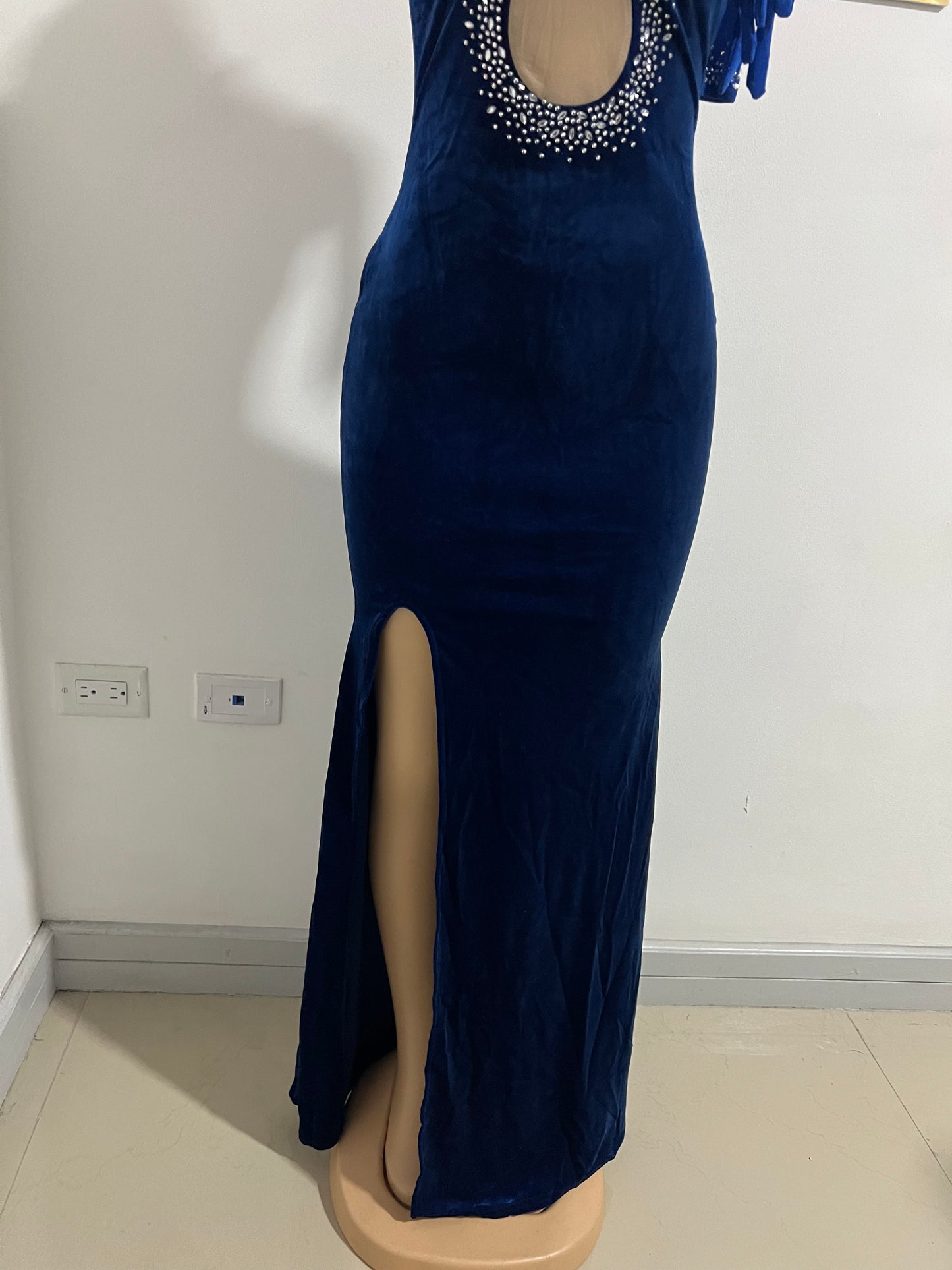 Beth Crystal Dress with Gloves (Blue)