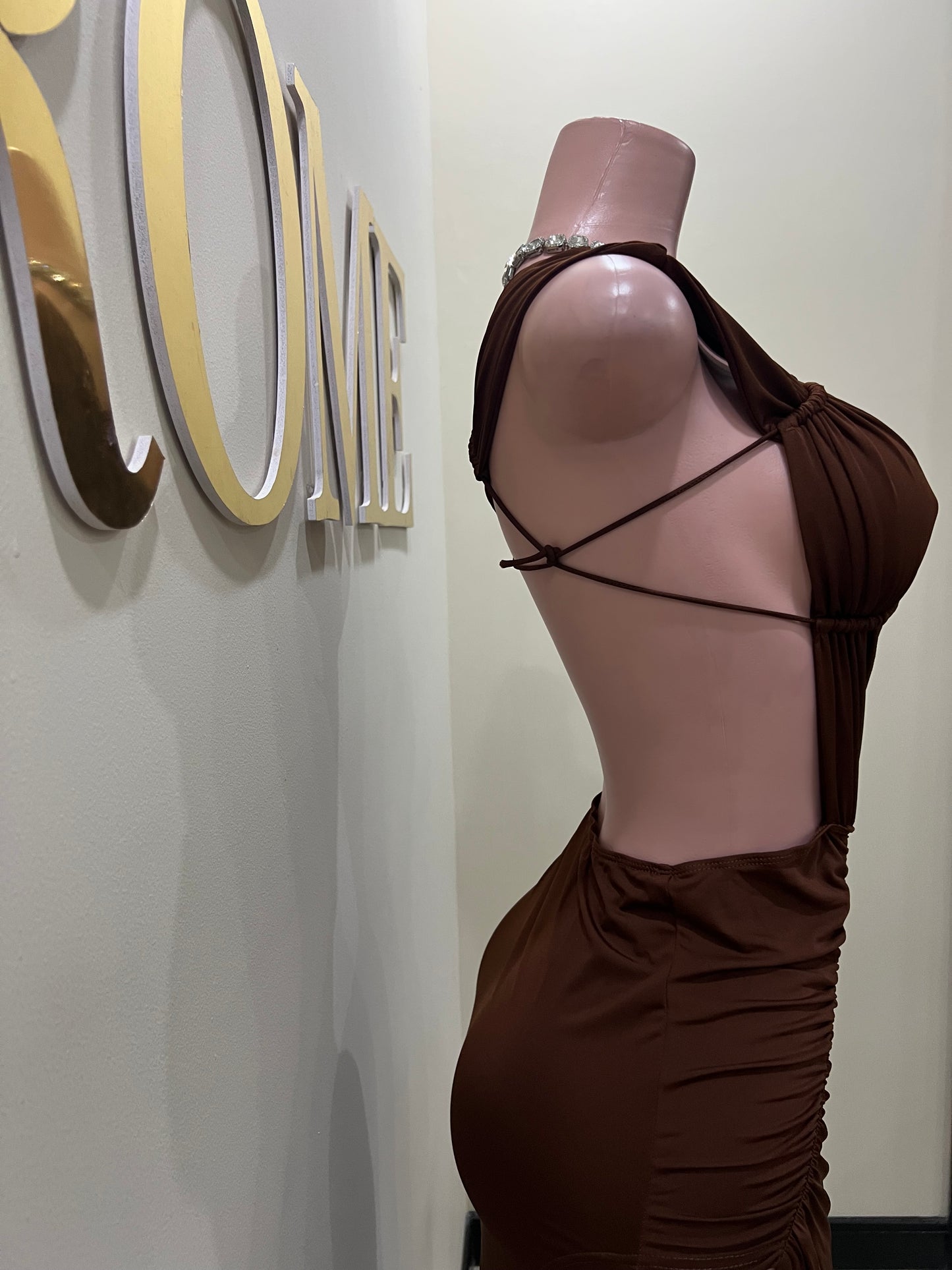 Amelia Giselle Dress (Brown)