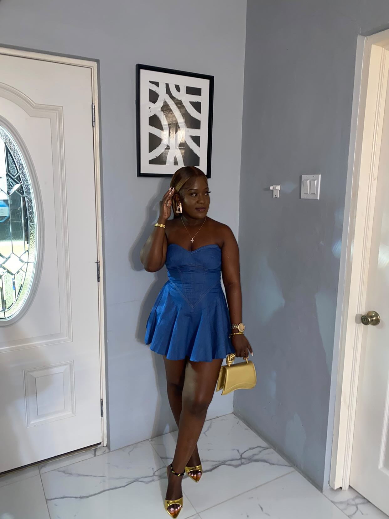 Denim Sweetheart Dress (Blue)