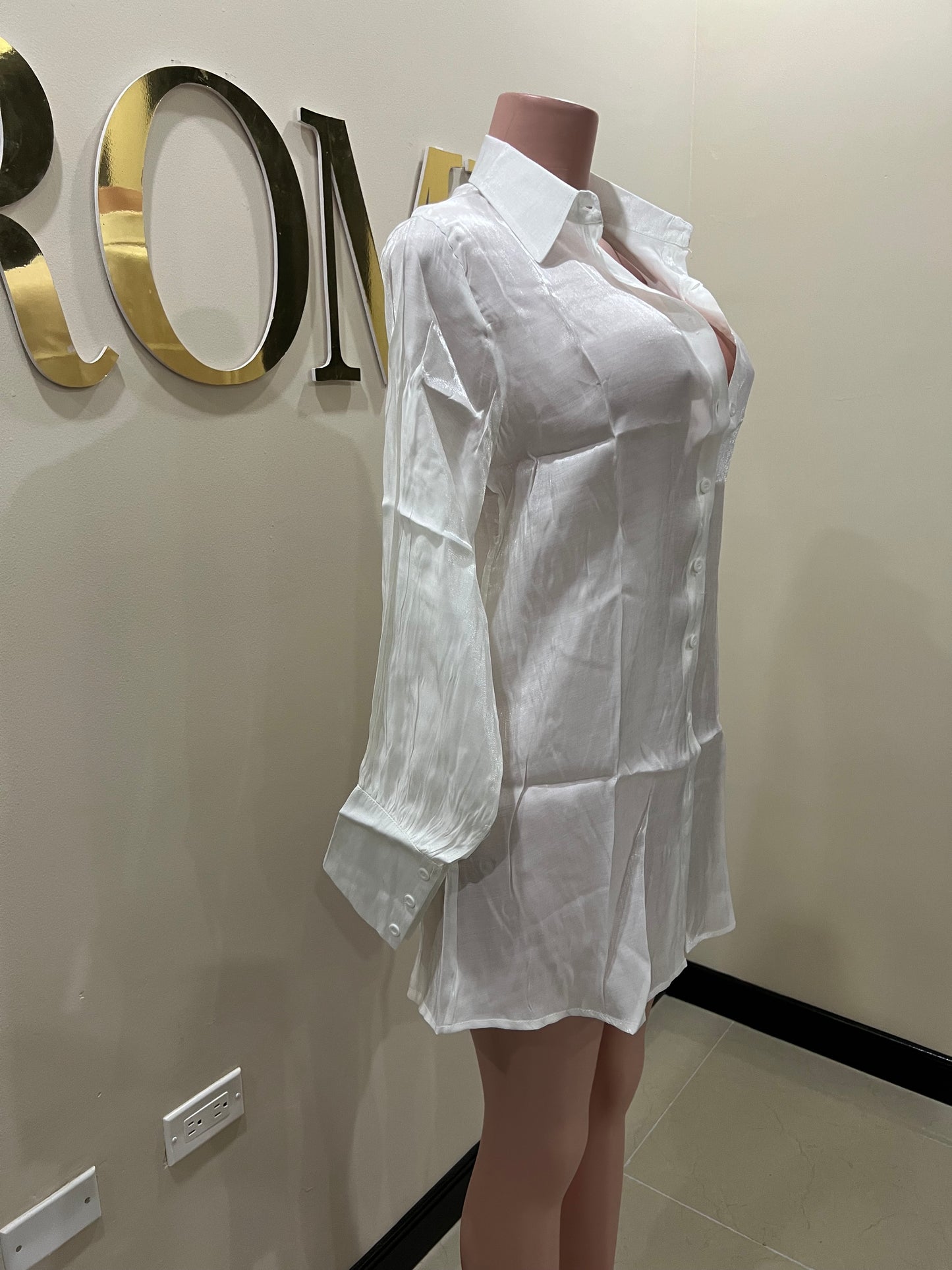 Claire Shirt Dress (White)
