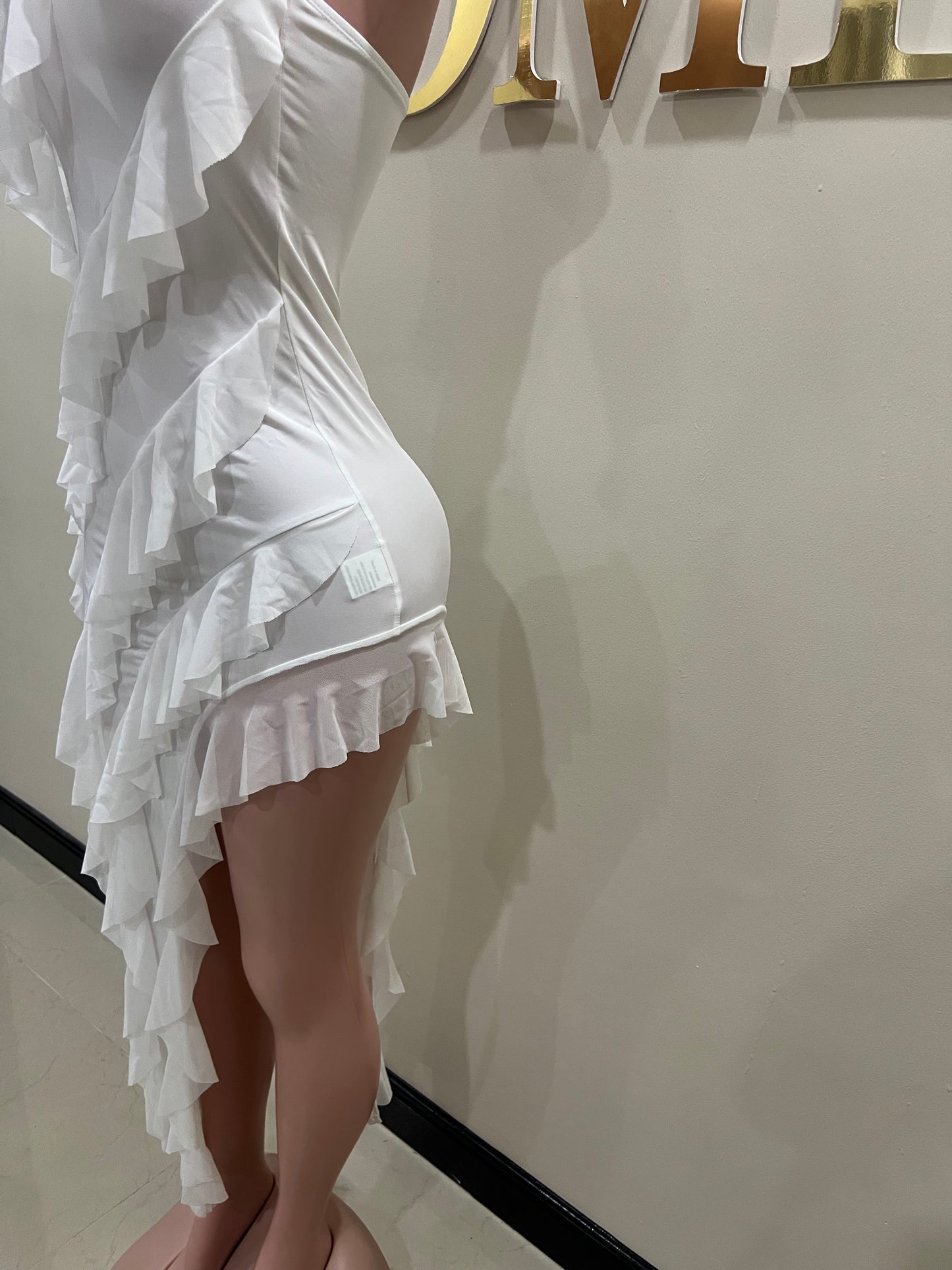 Chelsea Ruffle Dress (White)