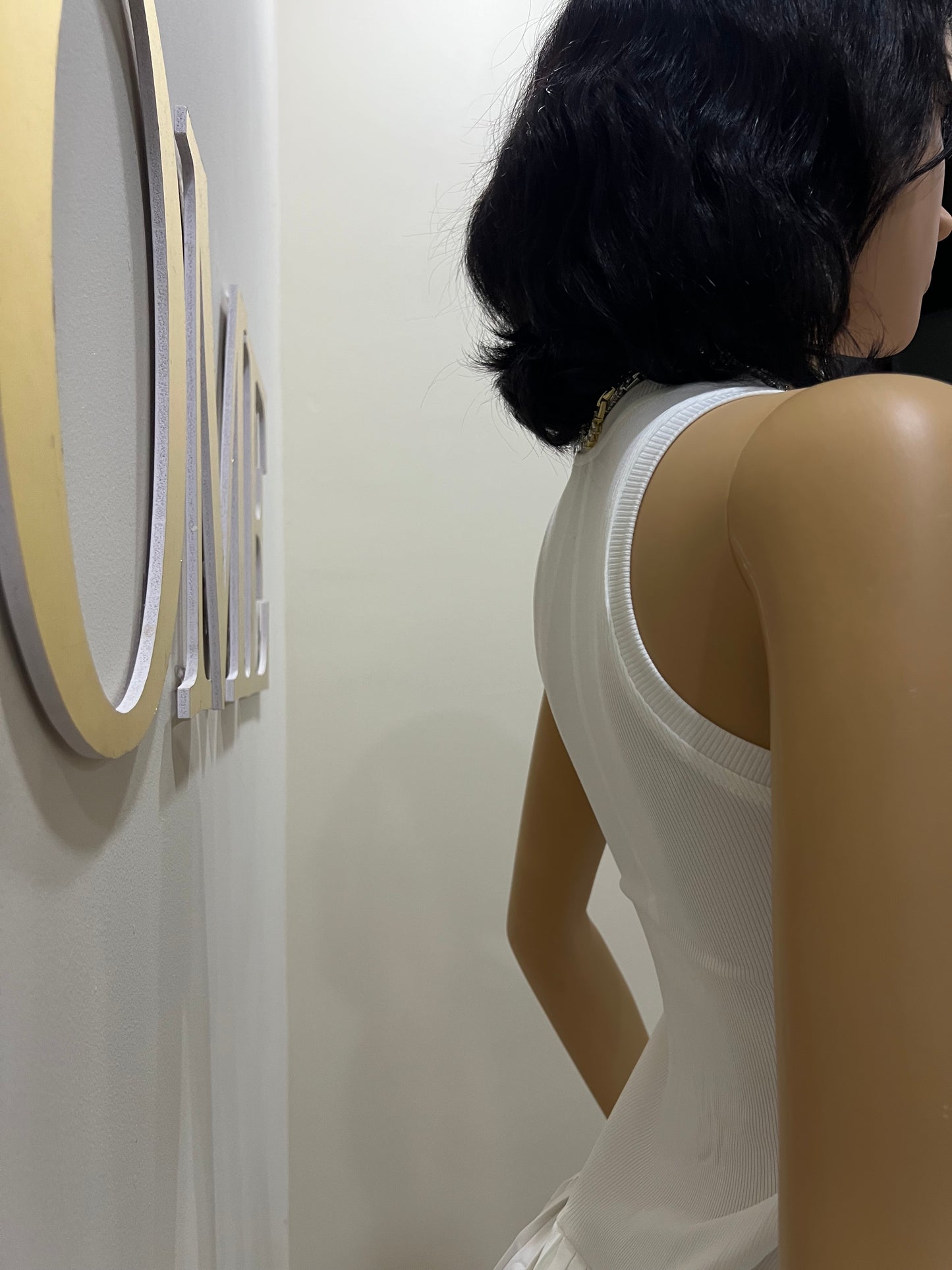 Tennis Pleated Stripe Dress (White)