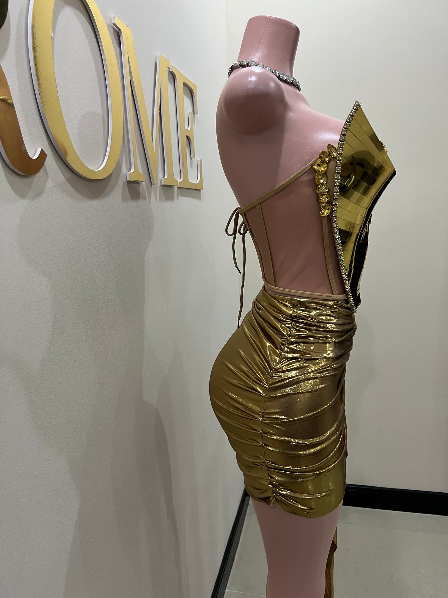 Sky Gemstone Skirt Set (Gold)