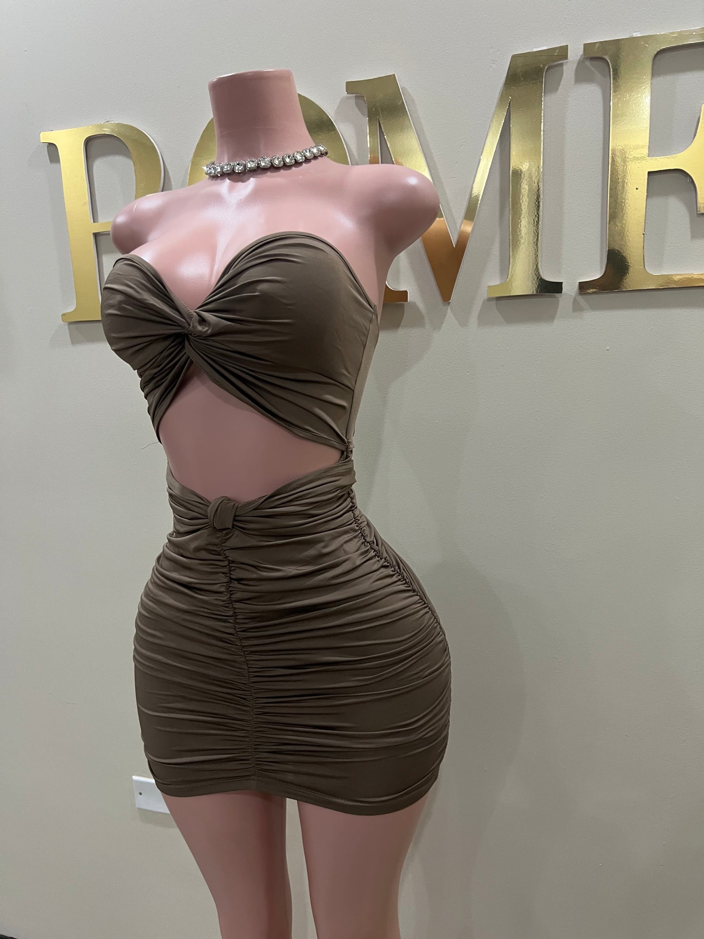 Emily Tie Dress (Brown)
