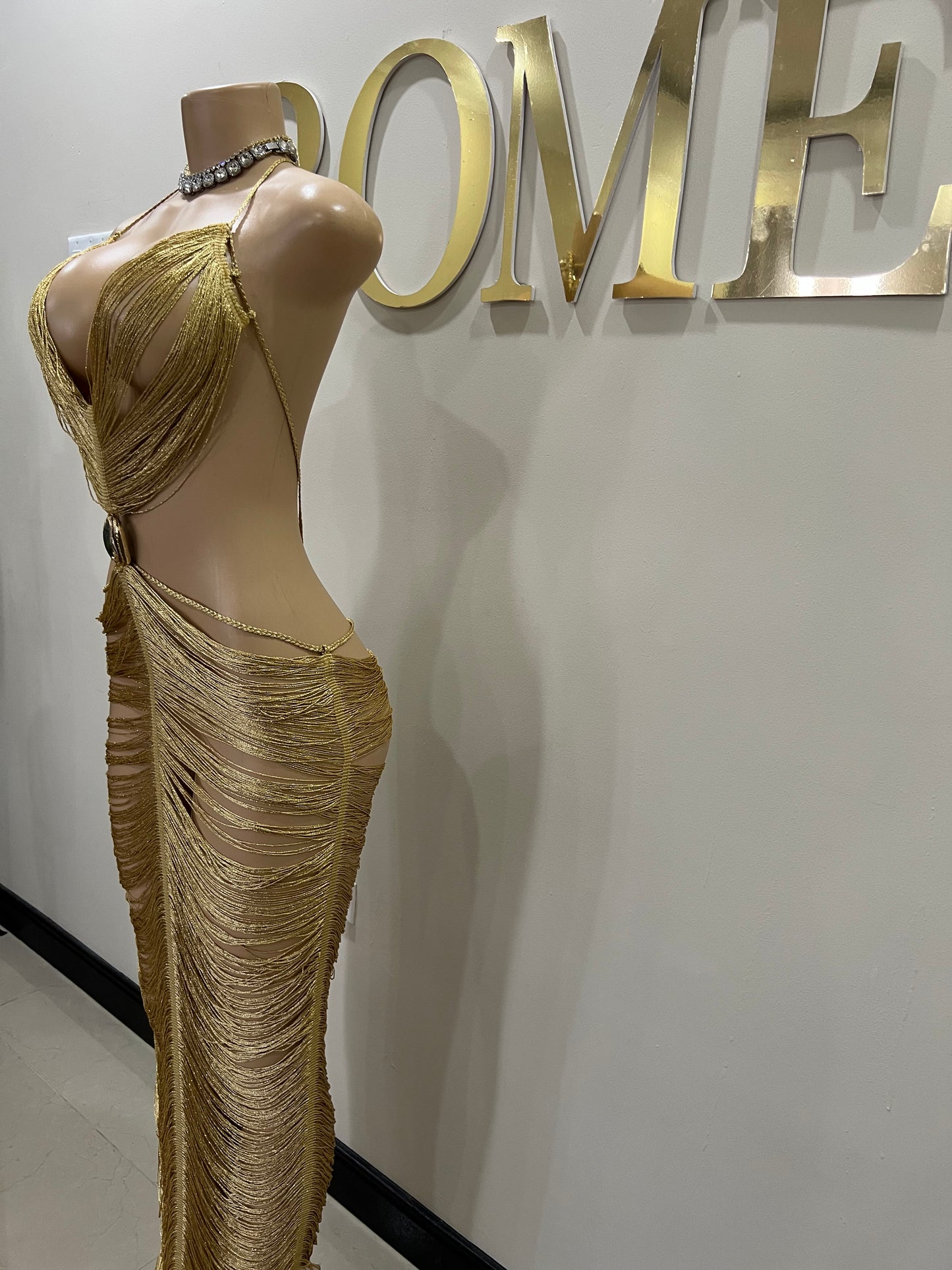 Tamale Fringe String Dress (Gold)