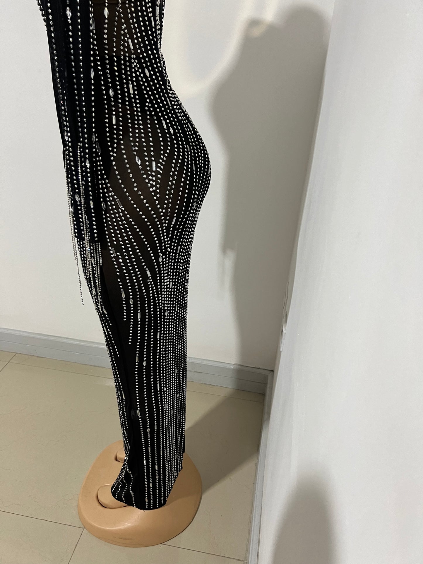 Ellie Swan Long Crystal Dress (Black)