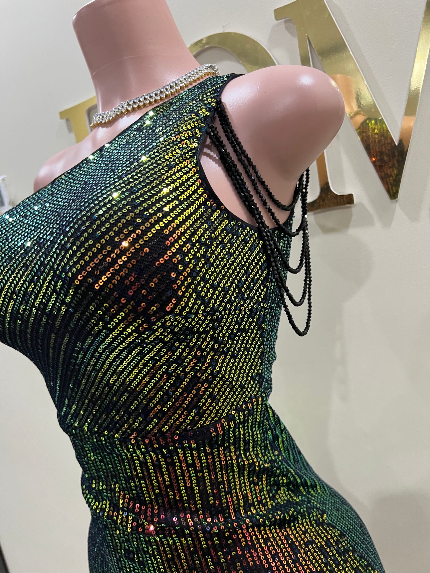 Sarah Beads Dress (Black- multi colored)