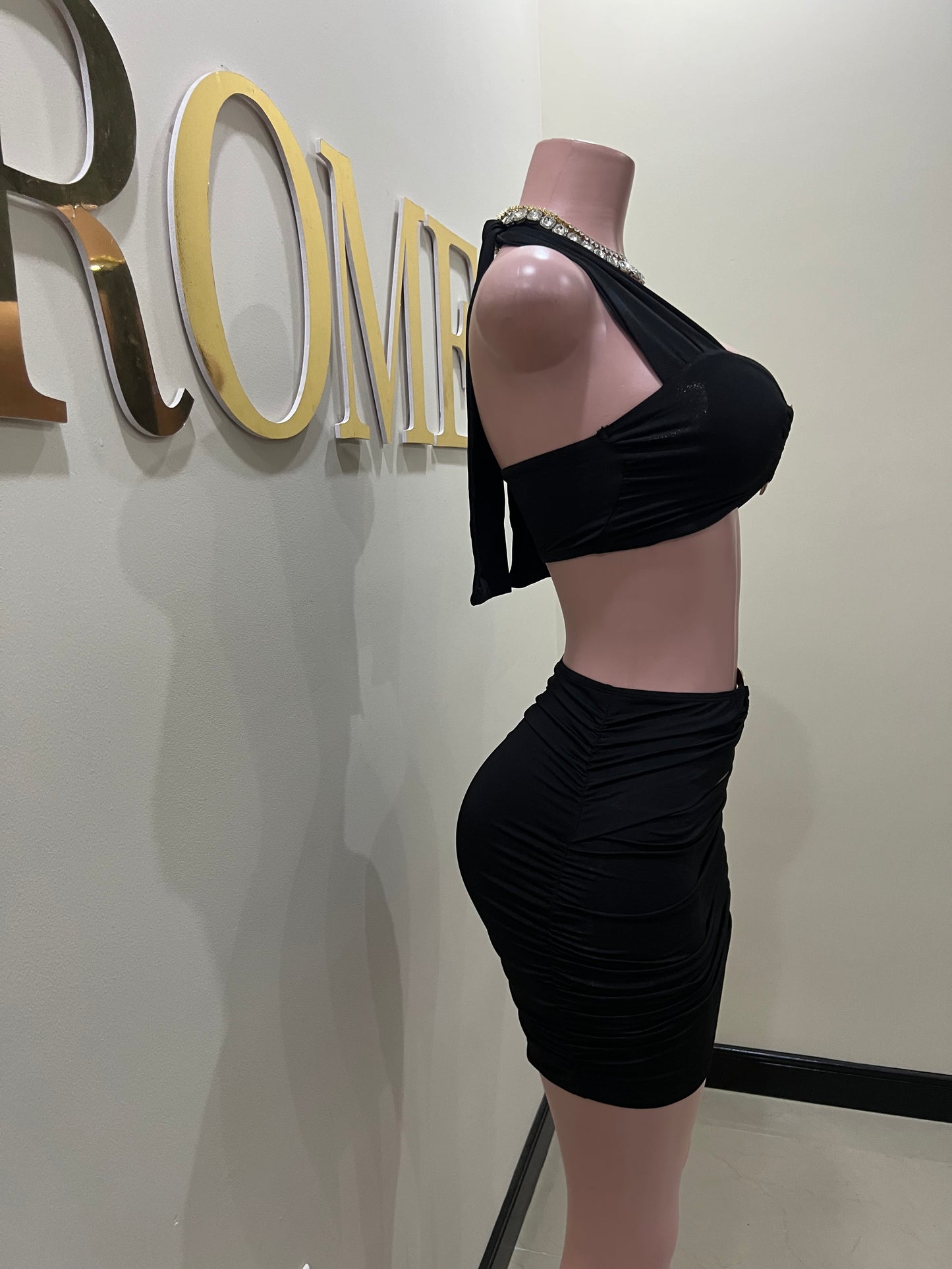 Ming Heart Short Skirt Set (Black)