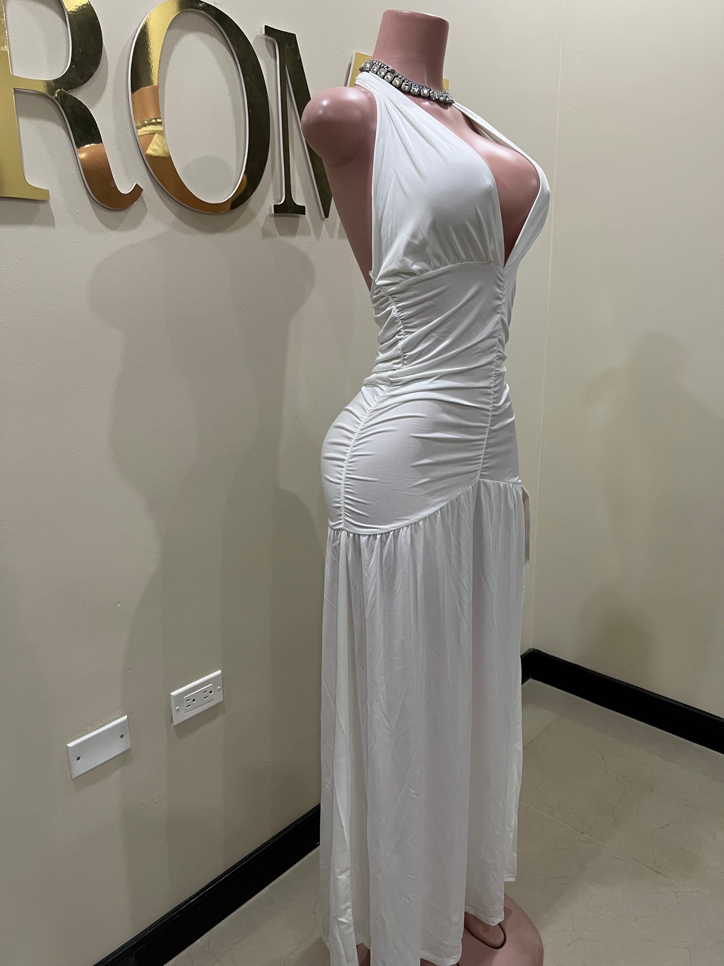 Nichelle Nara Halter Dress (White)