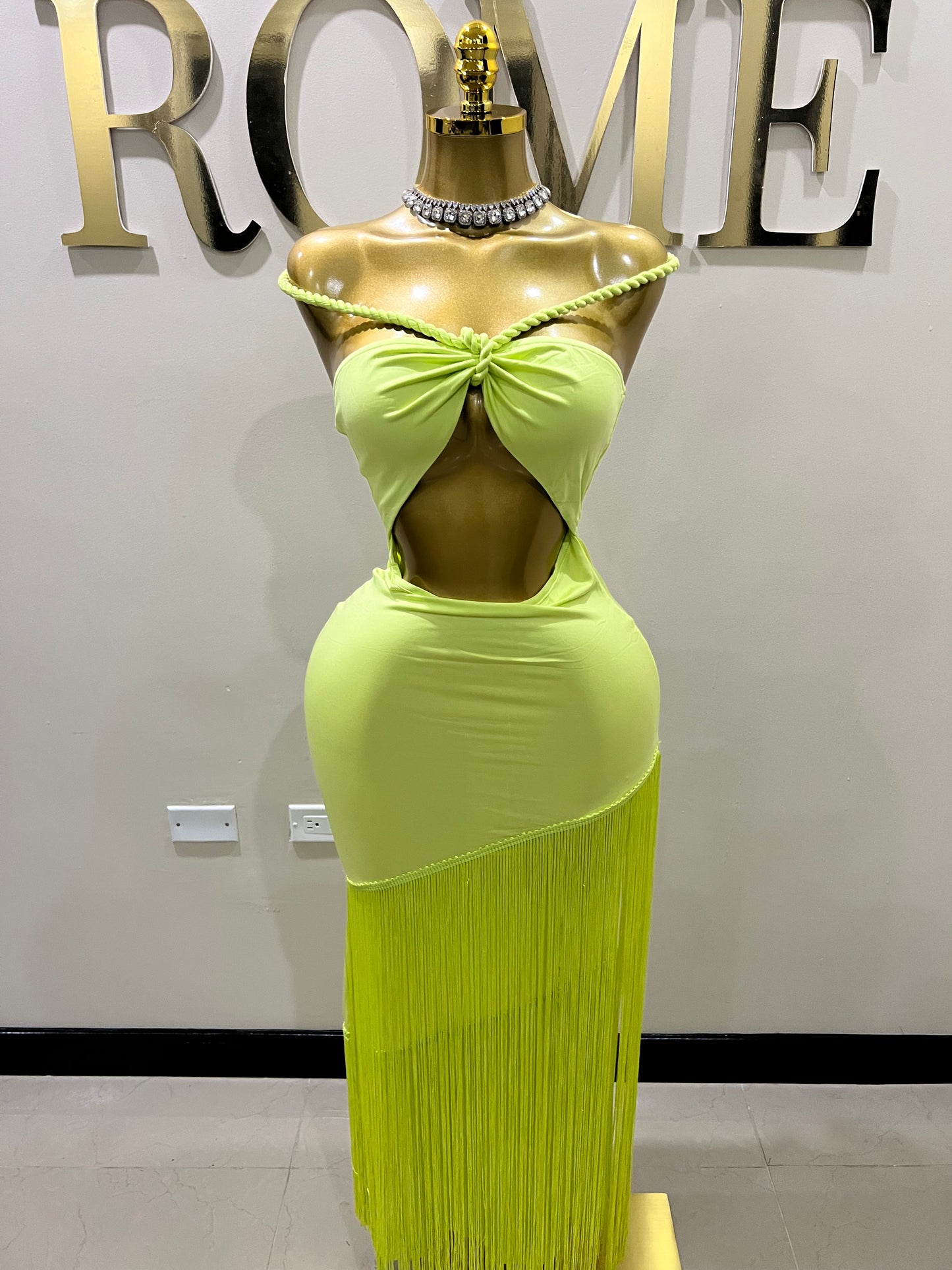Diva Fringe Vibe Dress (Green)