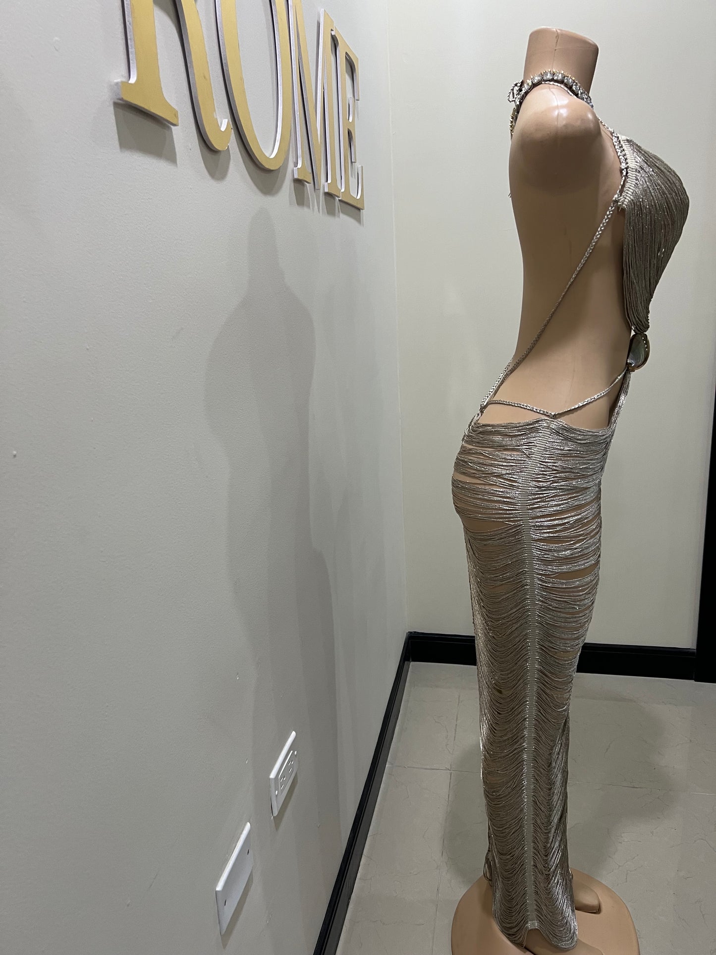 Tamale Fringe String Dress (Brown)