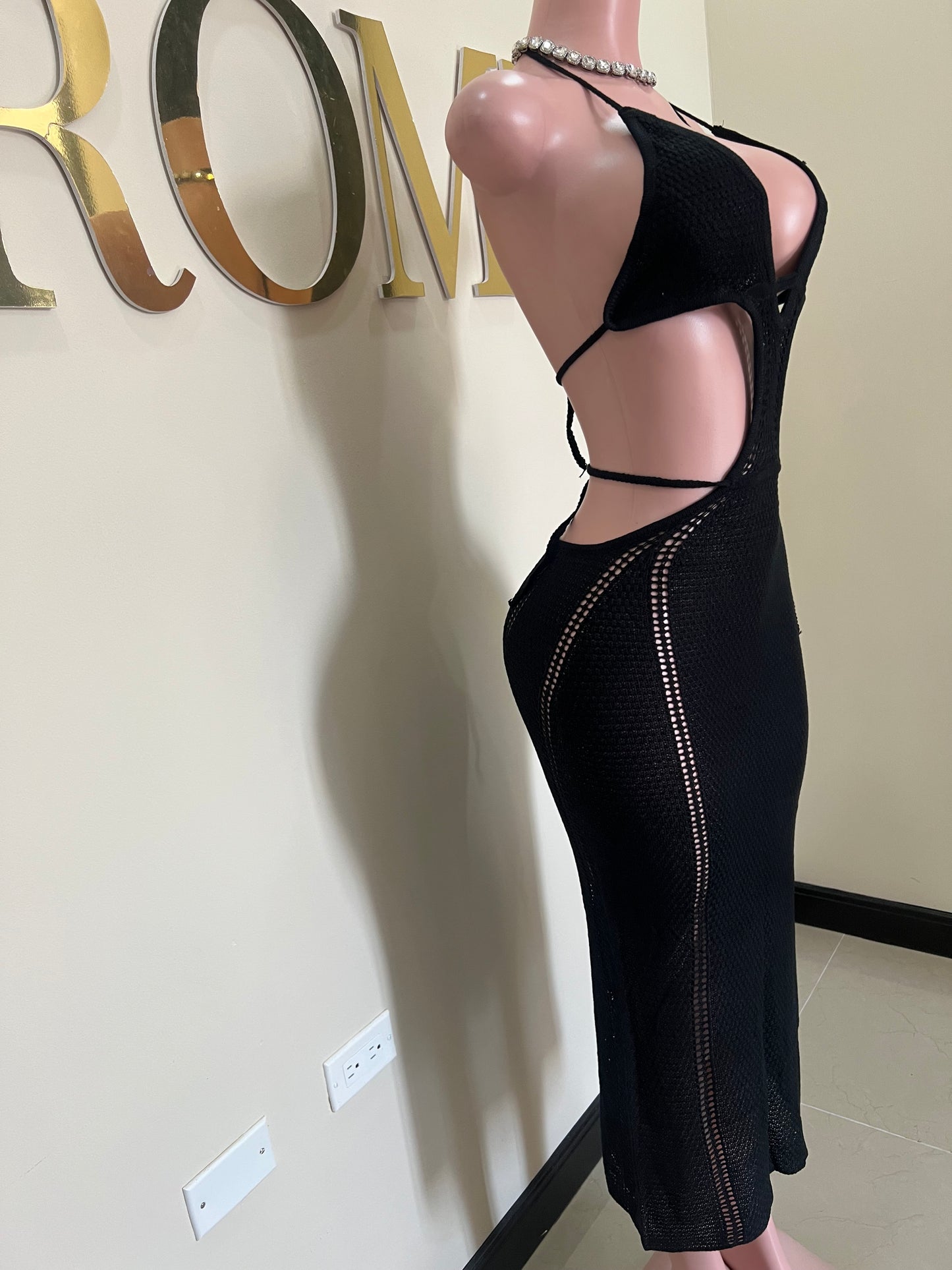 Amber Nia Crochet Dress (Black)