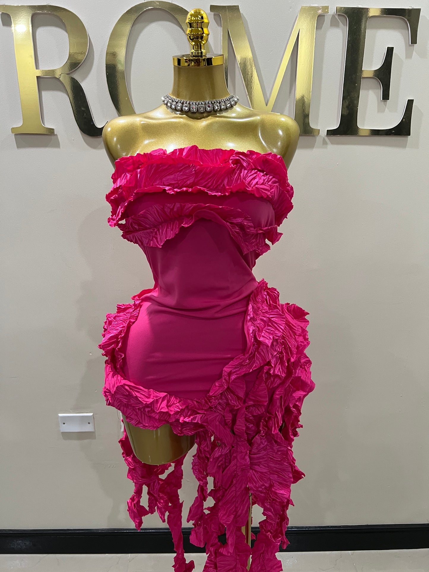 Kate Rouched Mini Dress (Pink)