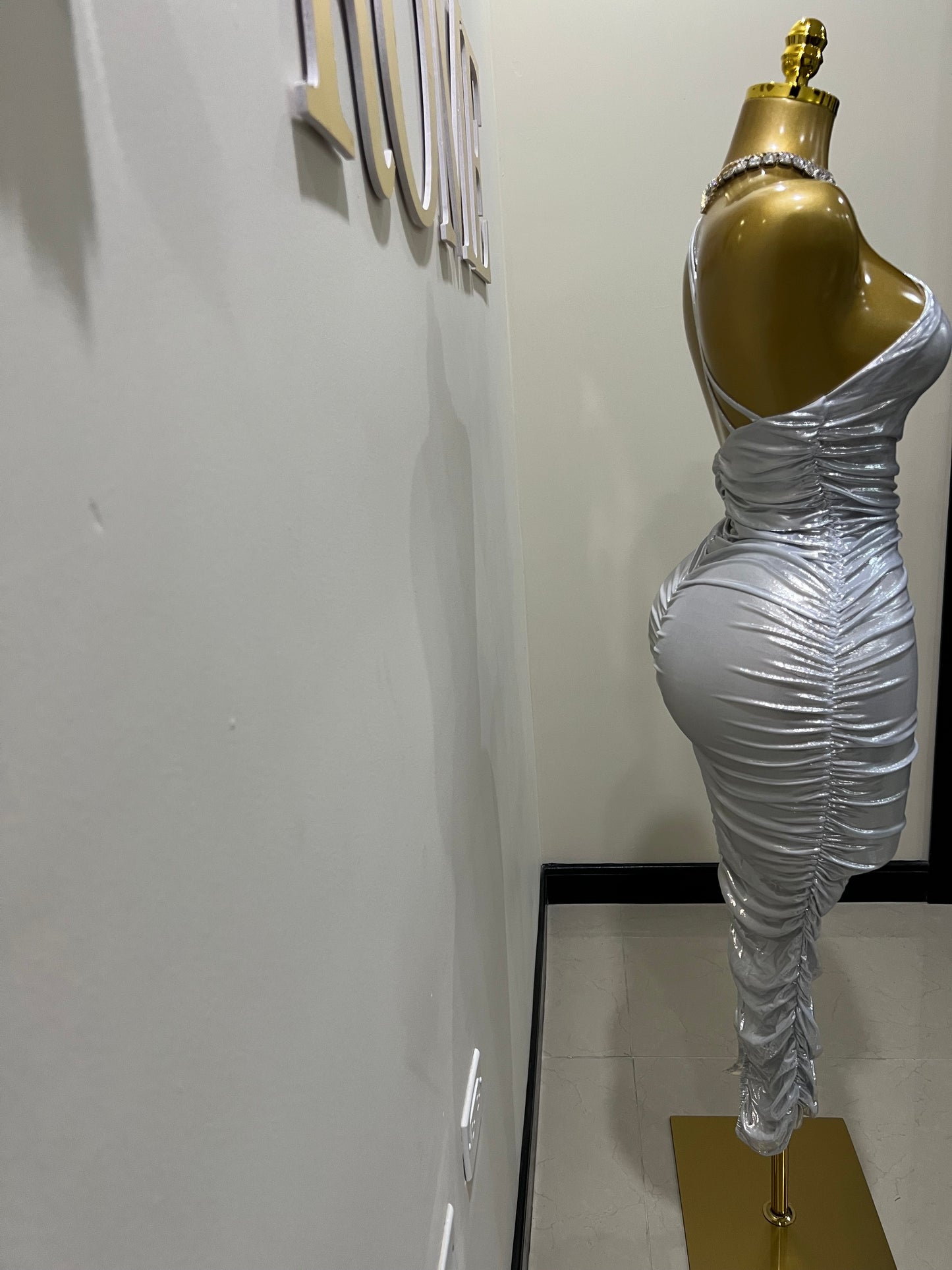 Tessa Moira Rouched Dress (Silver)