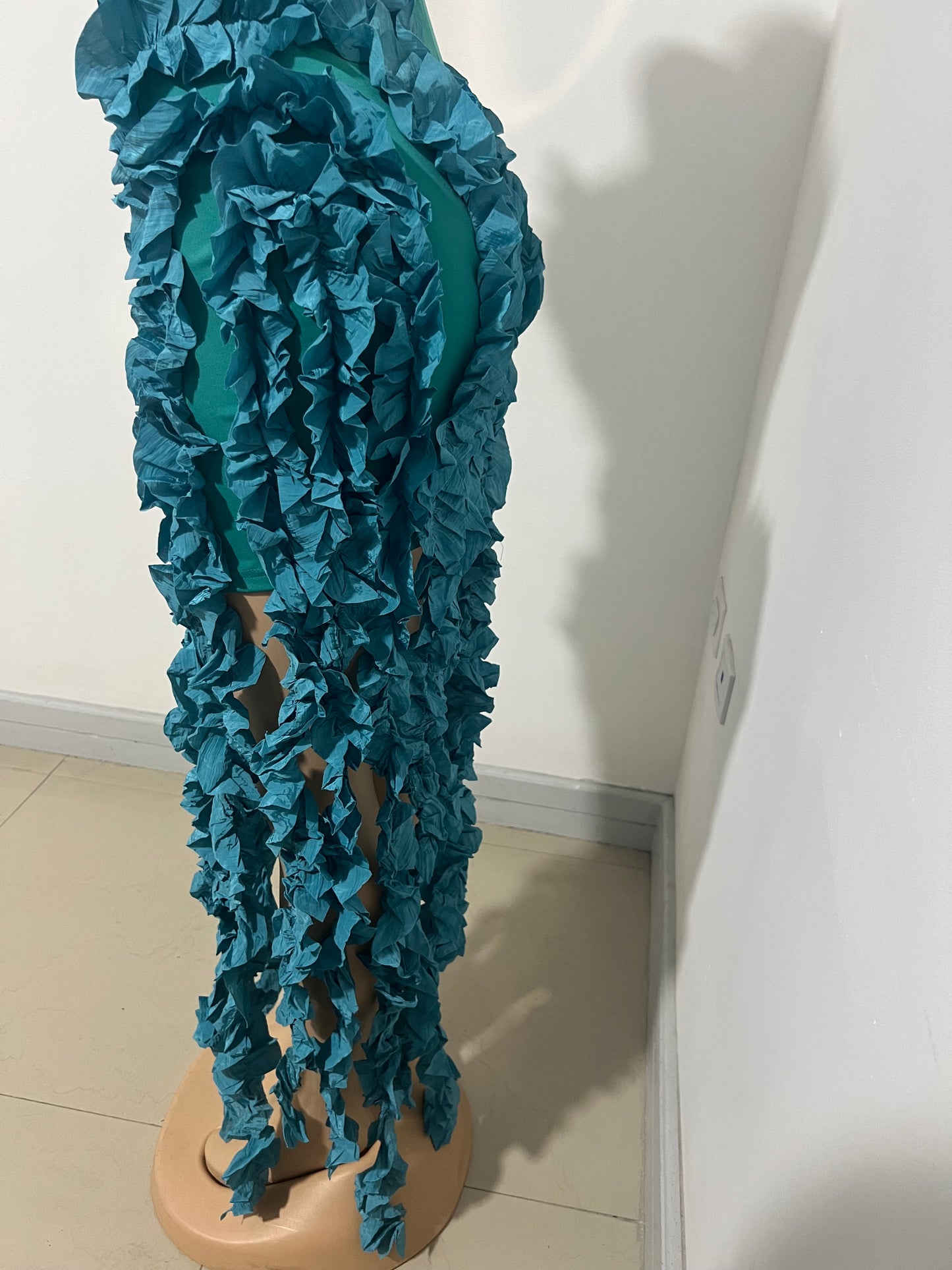 Kate Rouched Mini Dress (Teal Blue)