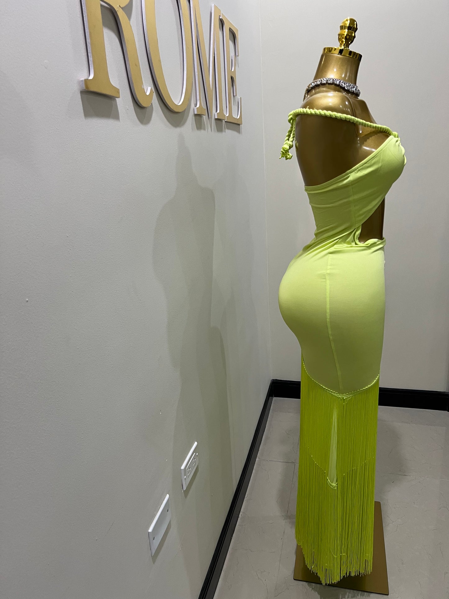 Diva Fringe Vibe Dress (Green)