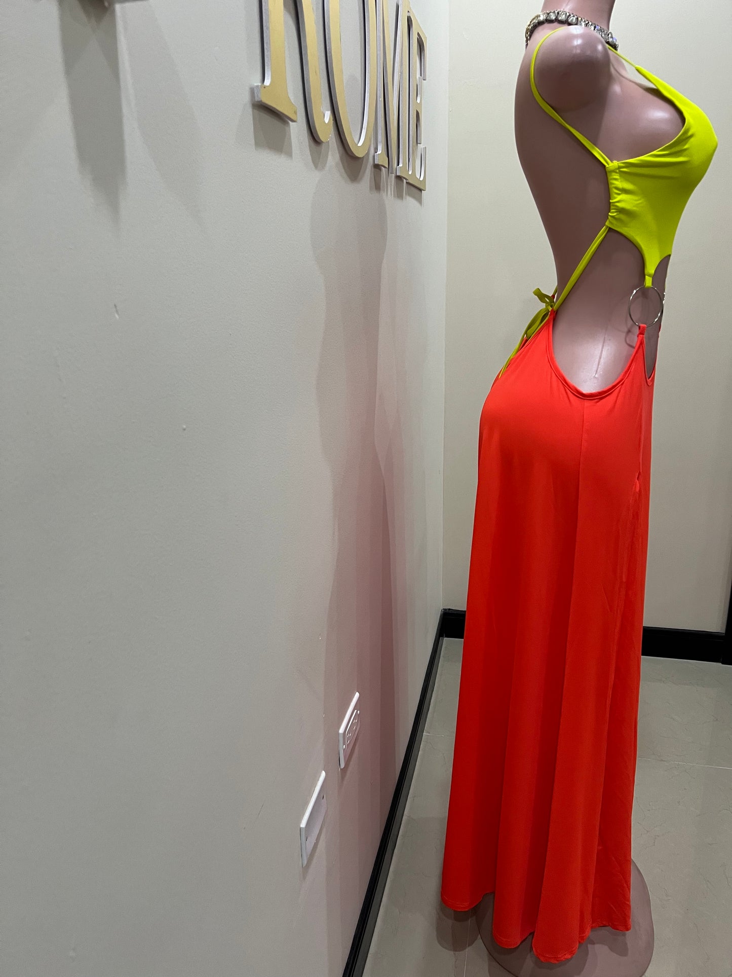 Risa Rings High Splits Dress (Orange)