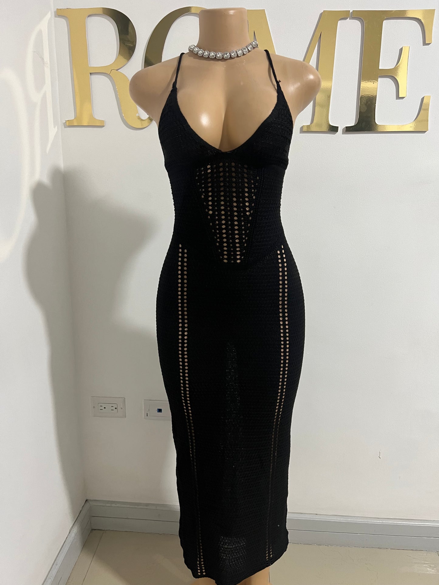 Nia Crochet Dress (Black)