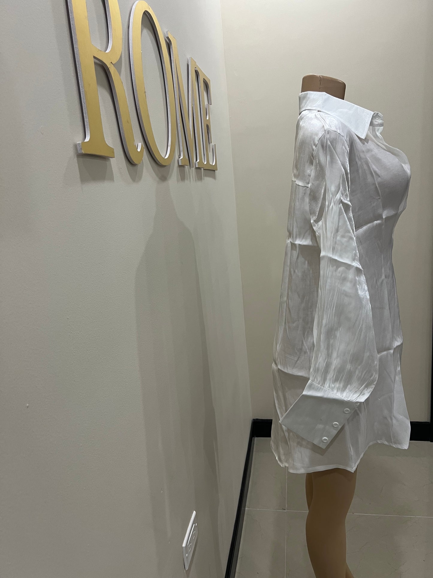 Claire Shirt Dress (White)