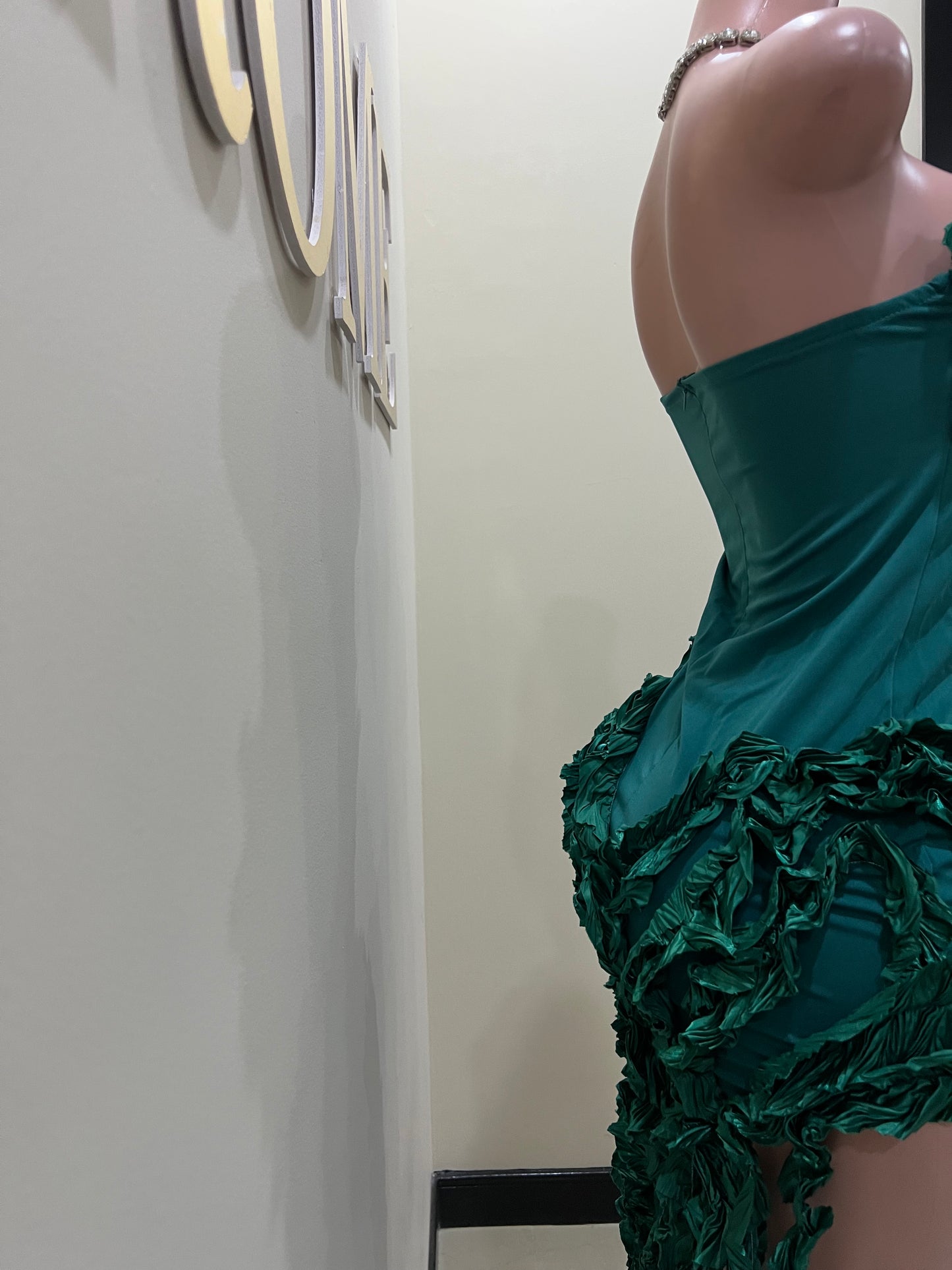 Kate Rouched Mini Dress (Green)