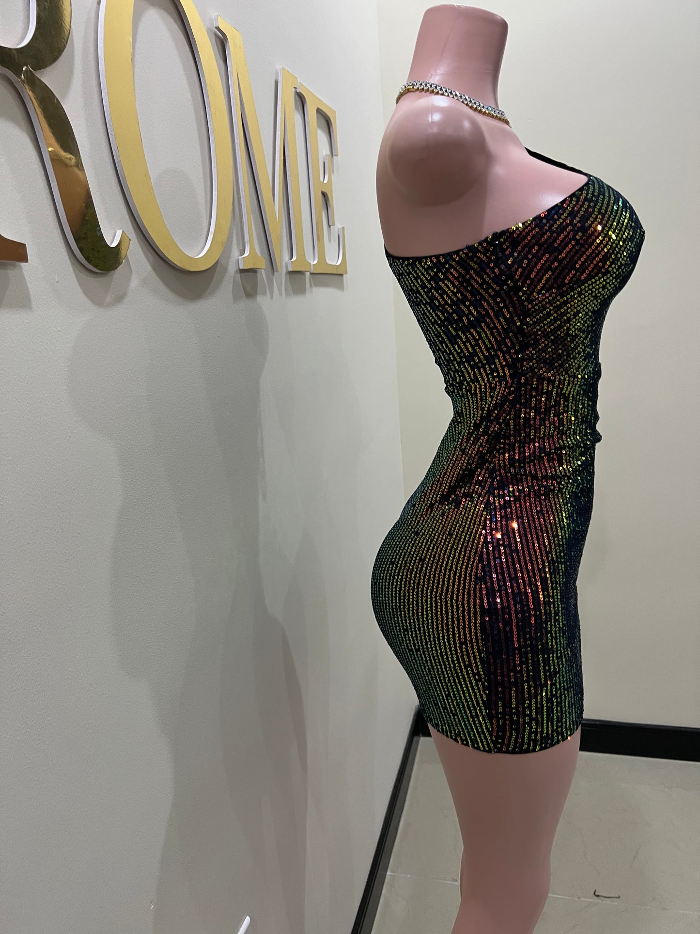 Sarah Beads Dress (Black- multi colored)