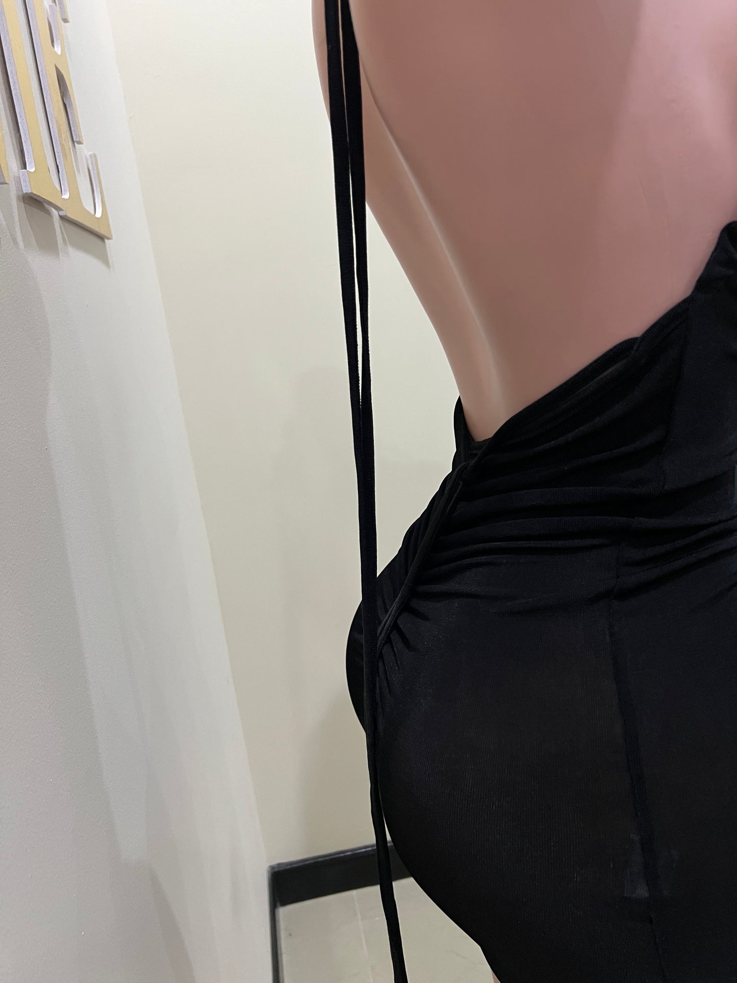 Carey Rouched Mini Dress (Black)