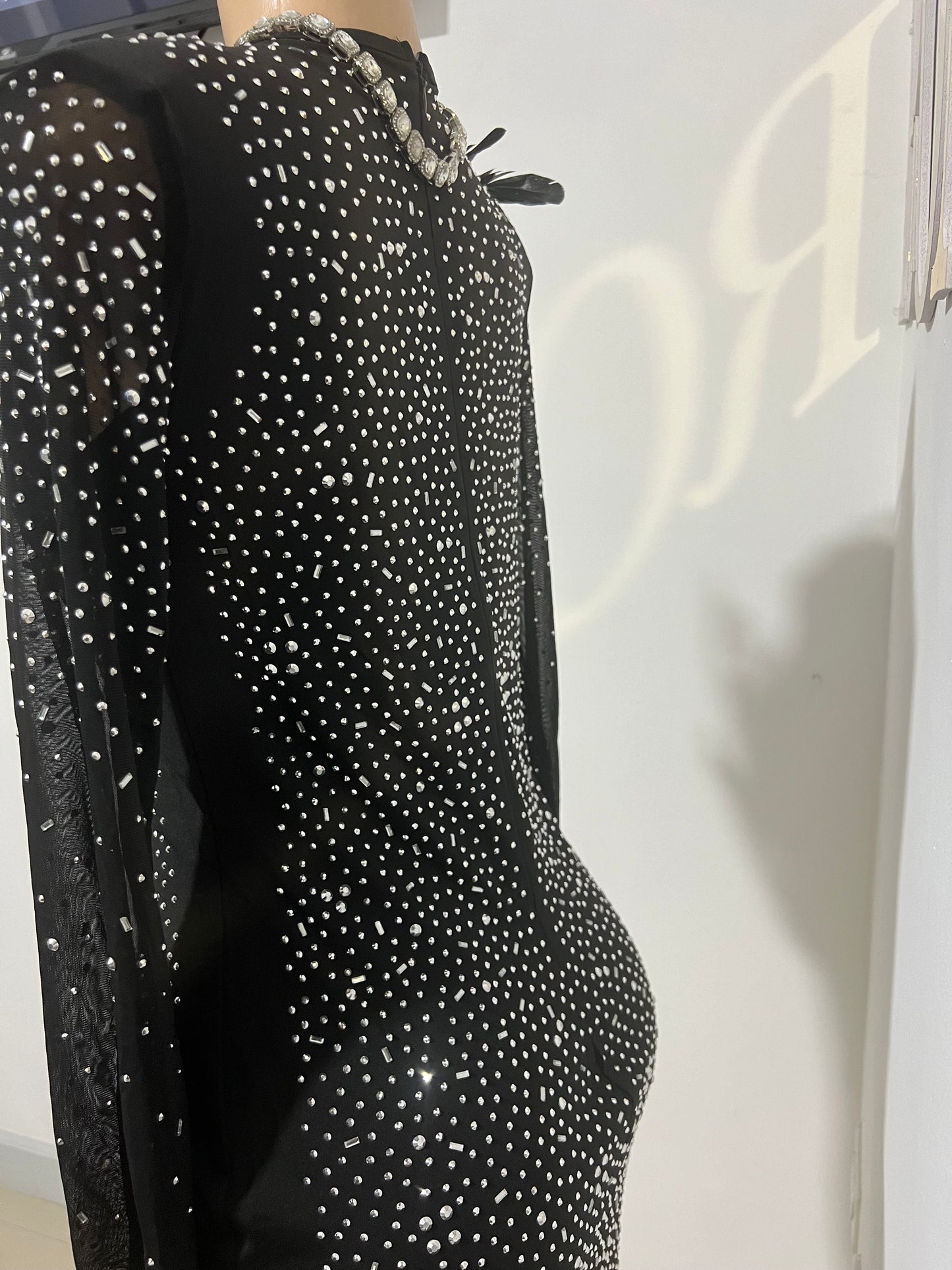 Natalie Feather Dress (Black)