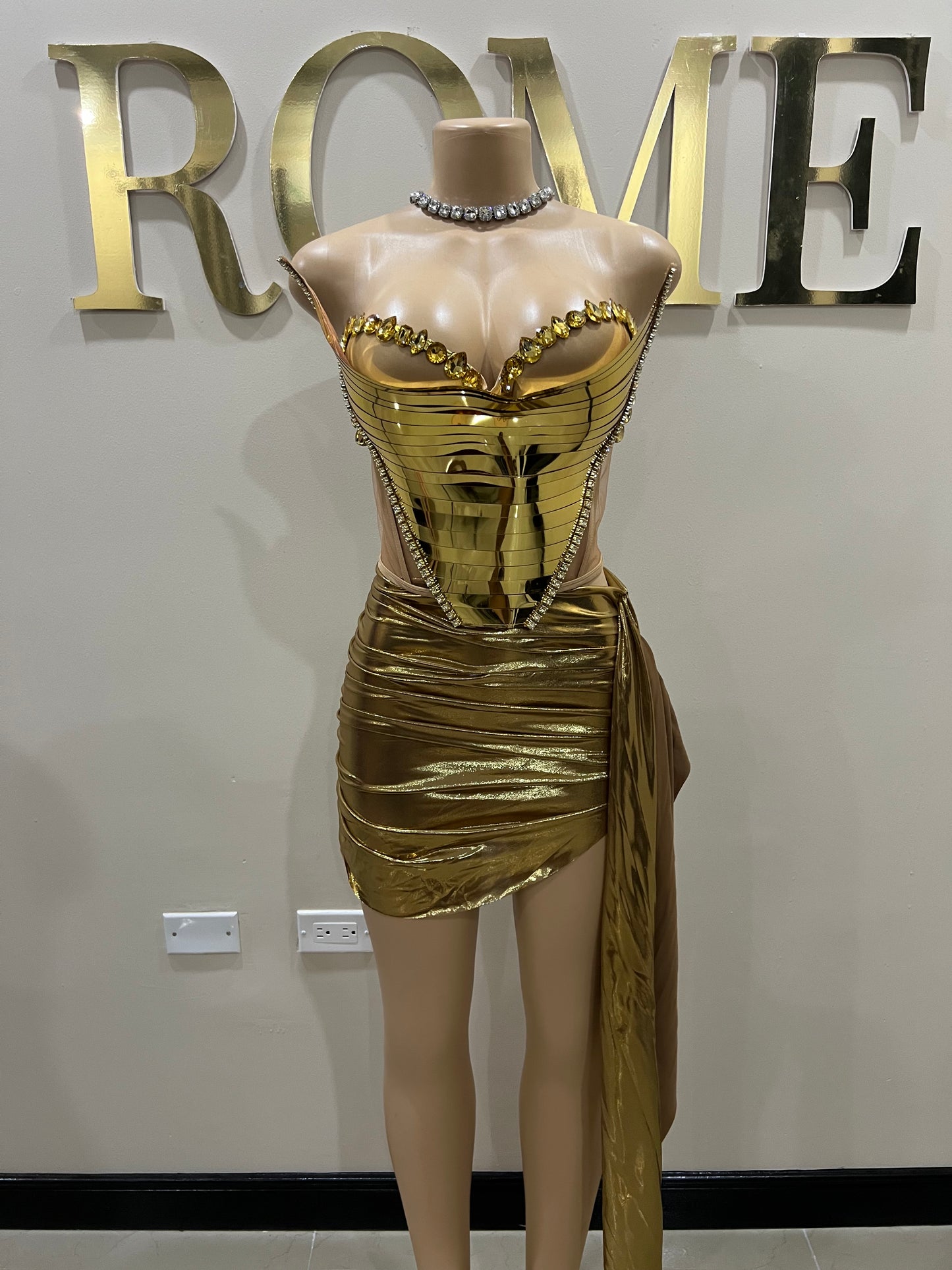 Sky Gemstone Skirt Set (Gold)