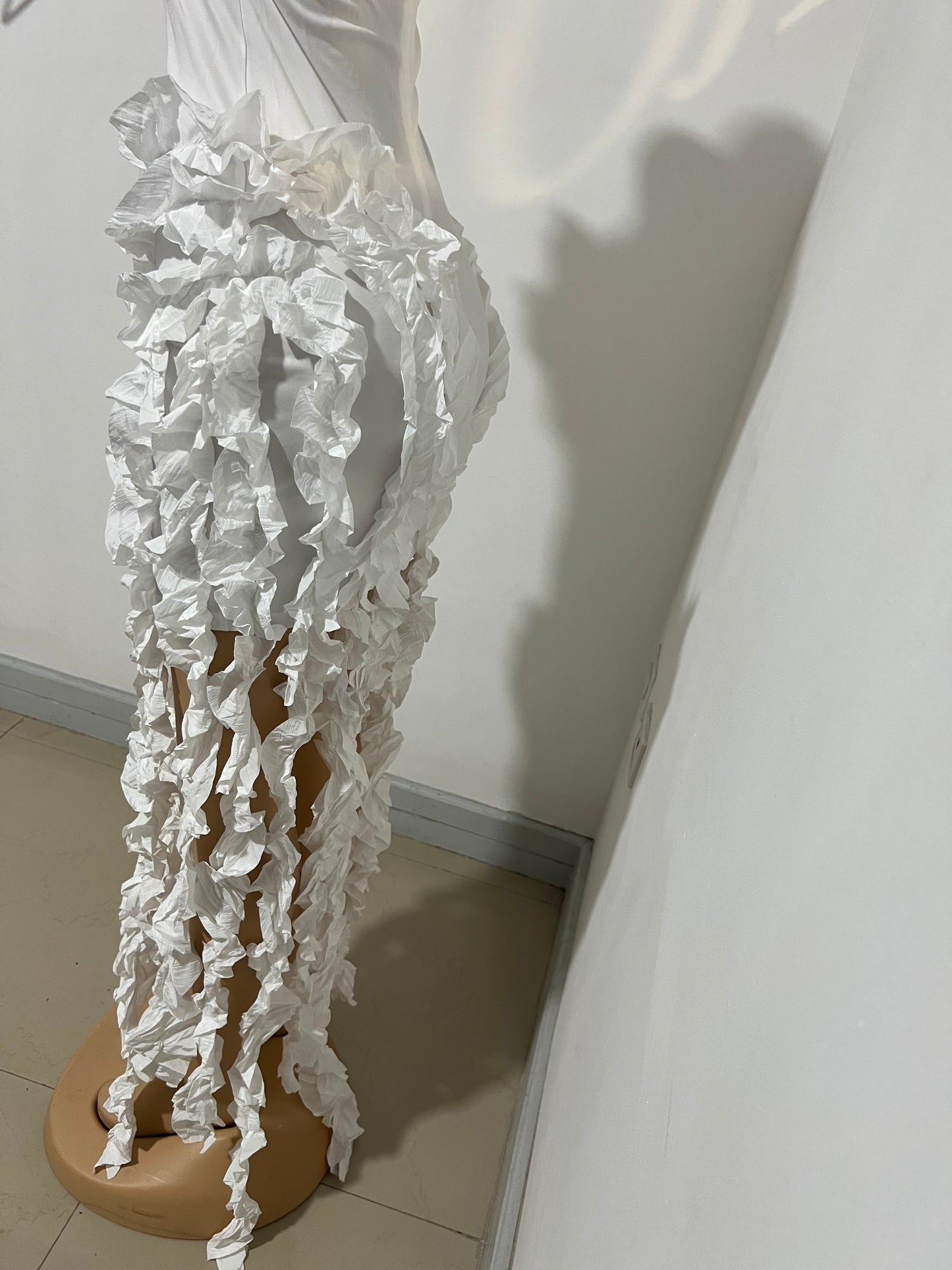 Kate Rouched Mini Dress (White)