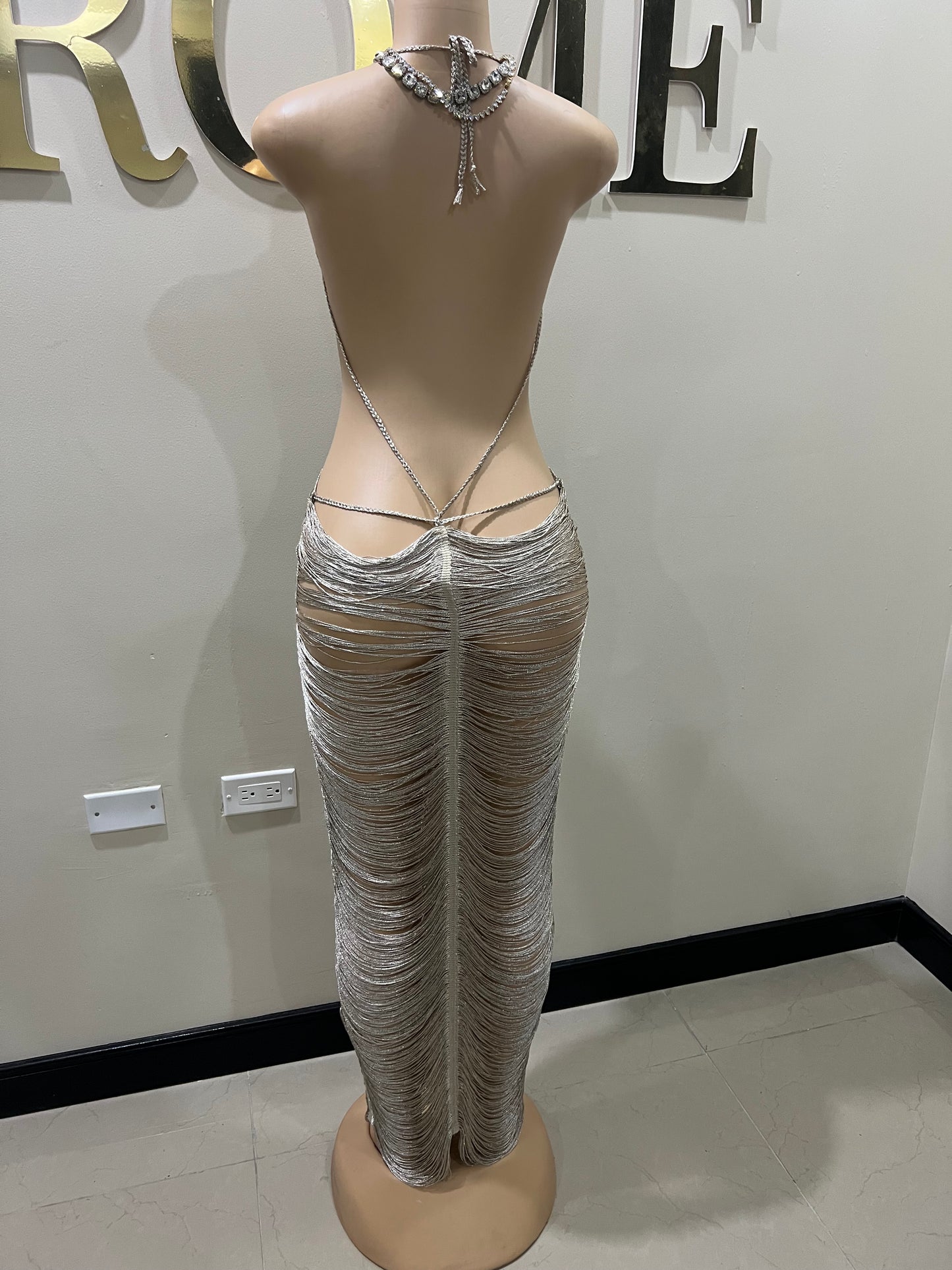 Tamale Fringe String Dress (Brown)