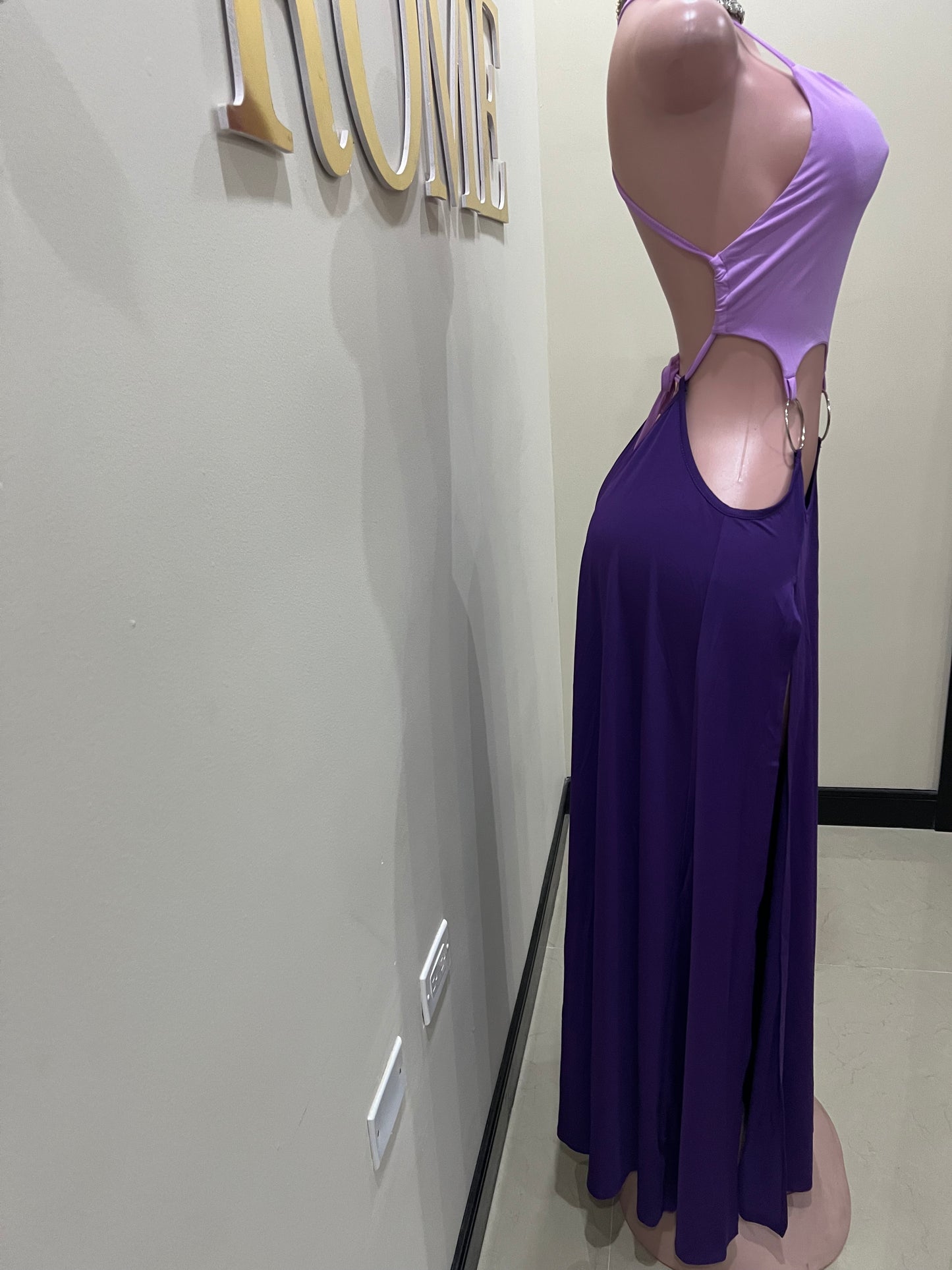 Risa Rings High Spilts Dress (Purple)